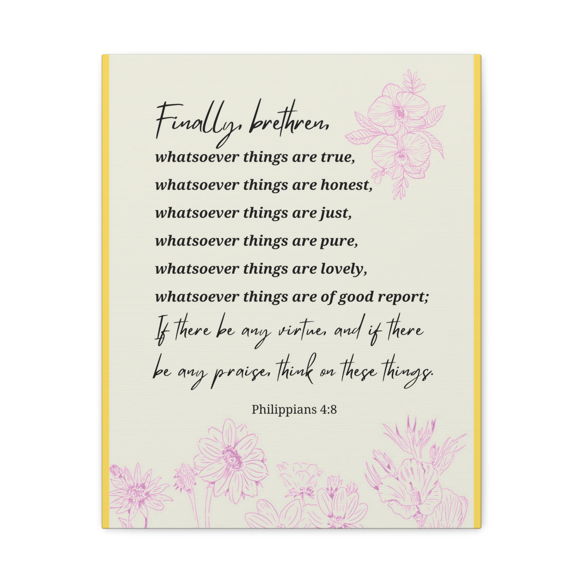 Scripture Canvas Whatsoever Things Are Philippians 4:8 Christian Wall Art Bible Verse Print Ready to Hang-Express Your Love Gifts