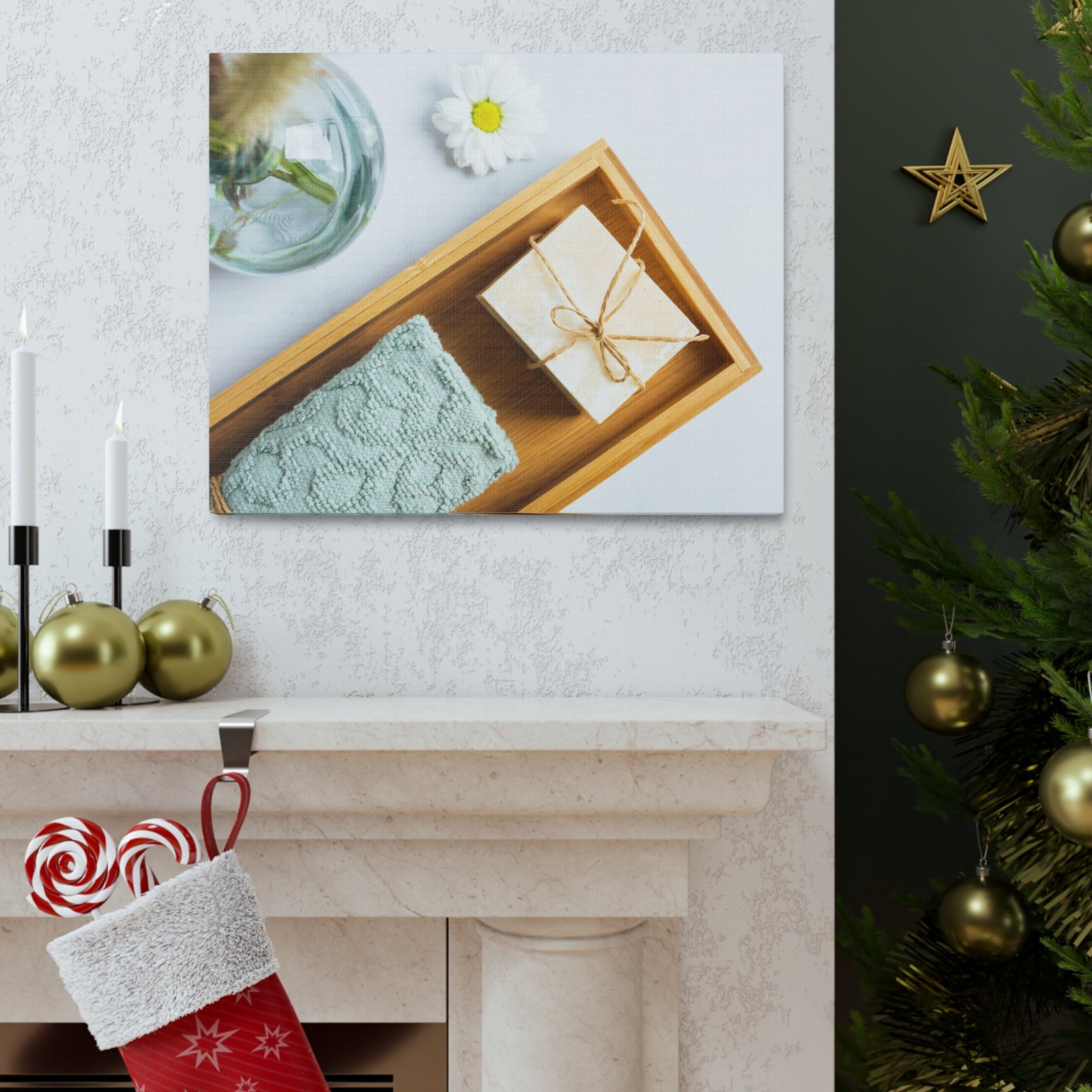 Top View Bath Forest Floral Nature Photography Canvas Wall Art for Home Decor Ready-to-Hang-Express Your Love Gifts