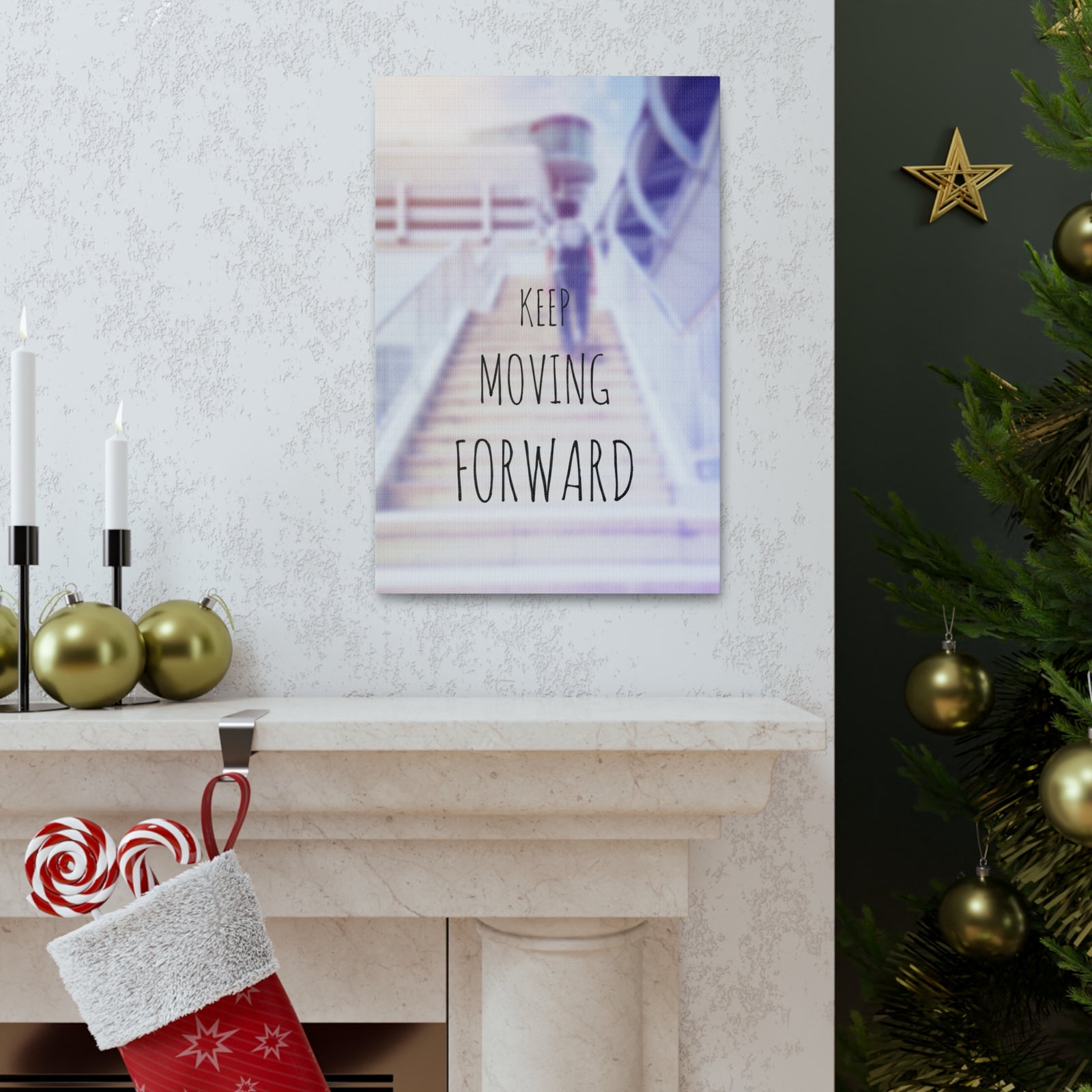 Inspirational Quote Canvas Keep Moving Forward Motivational Print Ready to Hang Artwork-Express Your Love Gifts