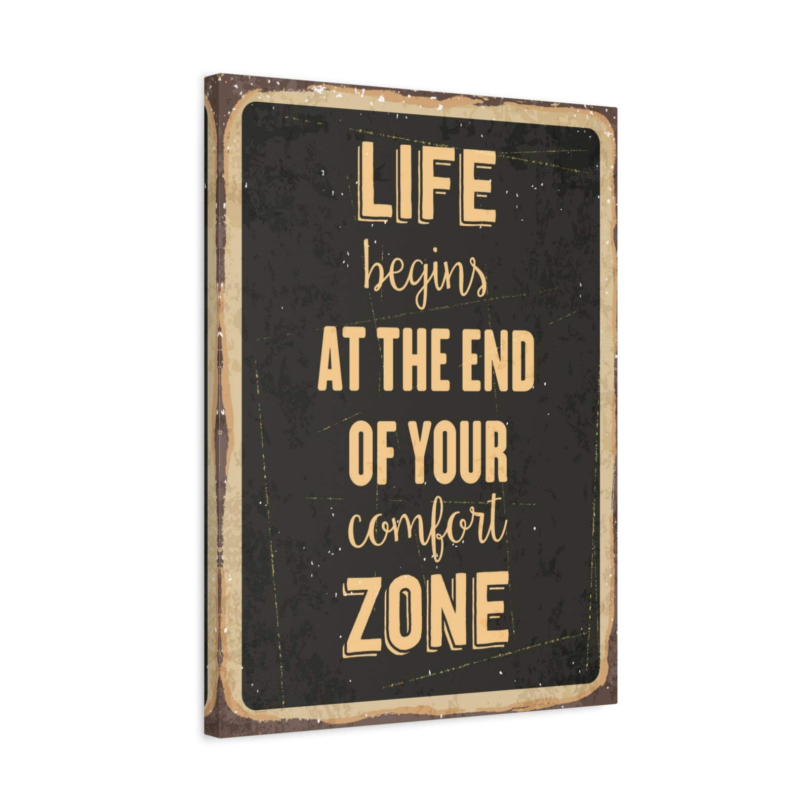 Inspirational Quote Canvas Life Begins Wall Art Motivational Motto Inspiring Prints Artwork Decor Ready to Hang-Express Your Love Gifts