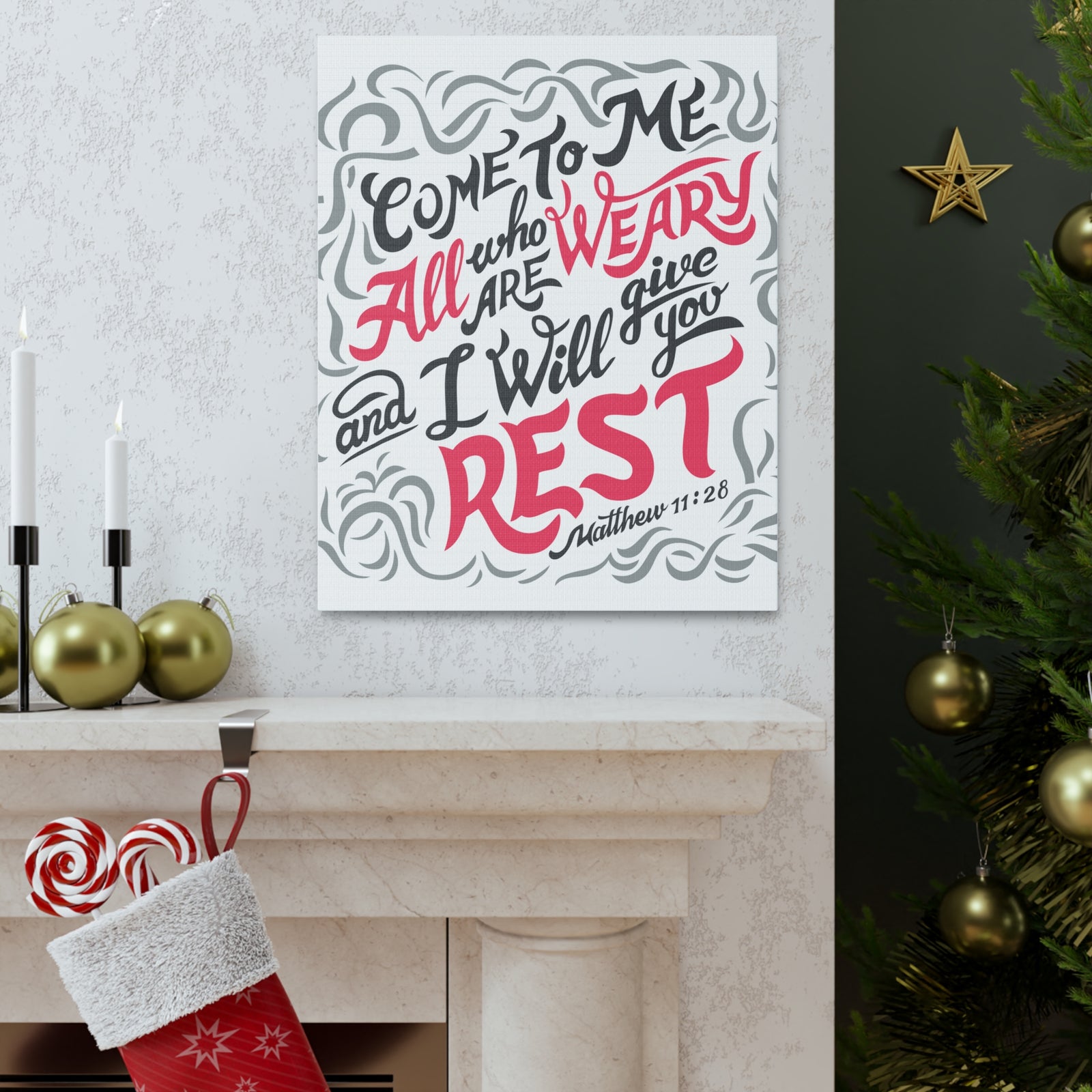 Scripture Canvas Come To Me All Matthew 11:28 Christian Wall Art Bible Verse Print Ready To Hang-Express Your Love Gifts