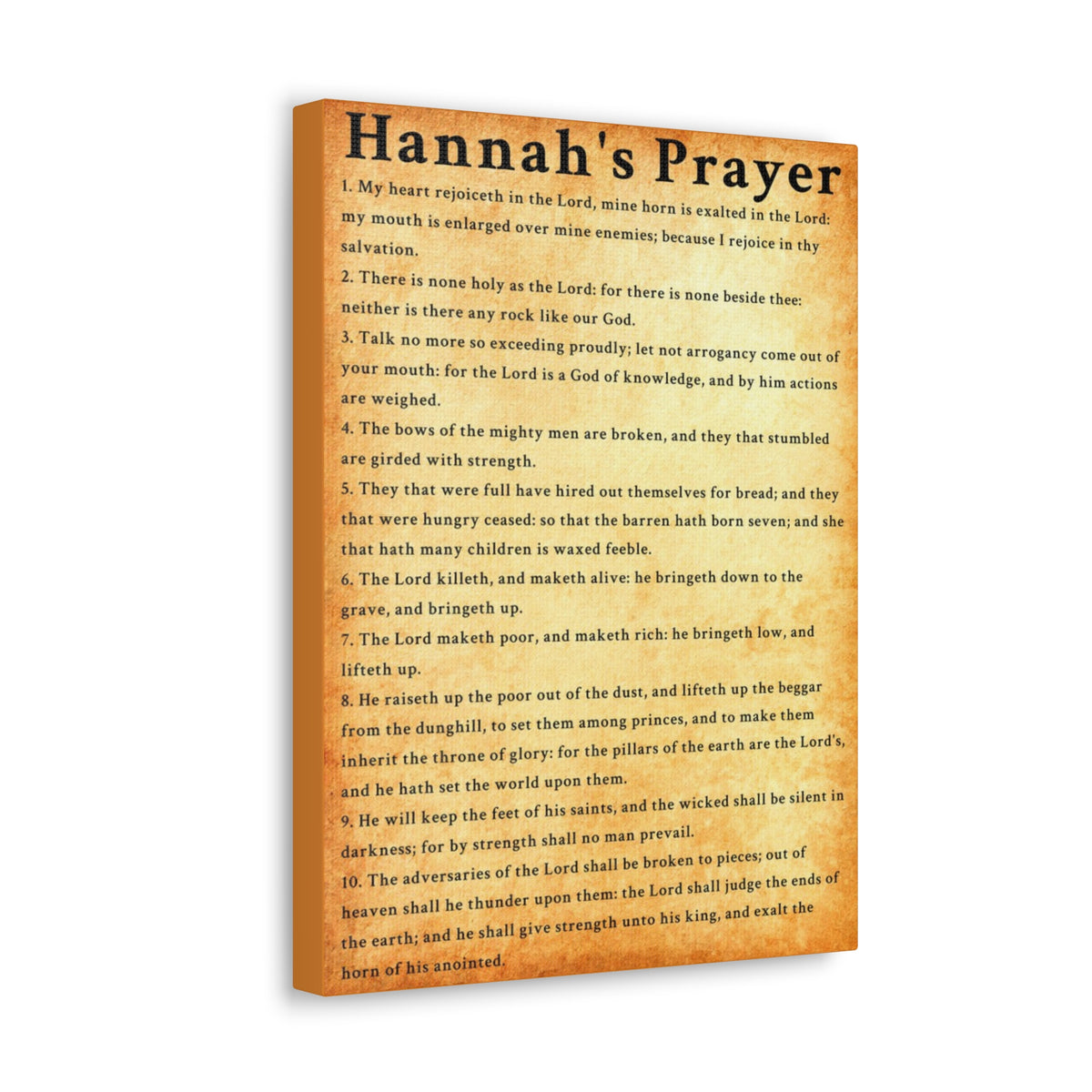 Scripture Walls Hannah's Prayer 1 Samuel 2:1–10 Gold Bible Verse Canvas Christian Wall Art Ready to Hang Unframed-Express Your Love Gifts