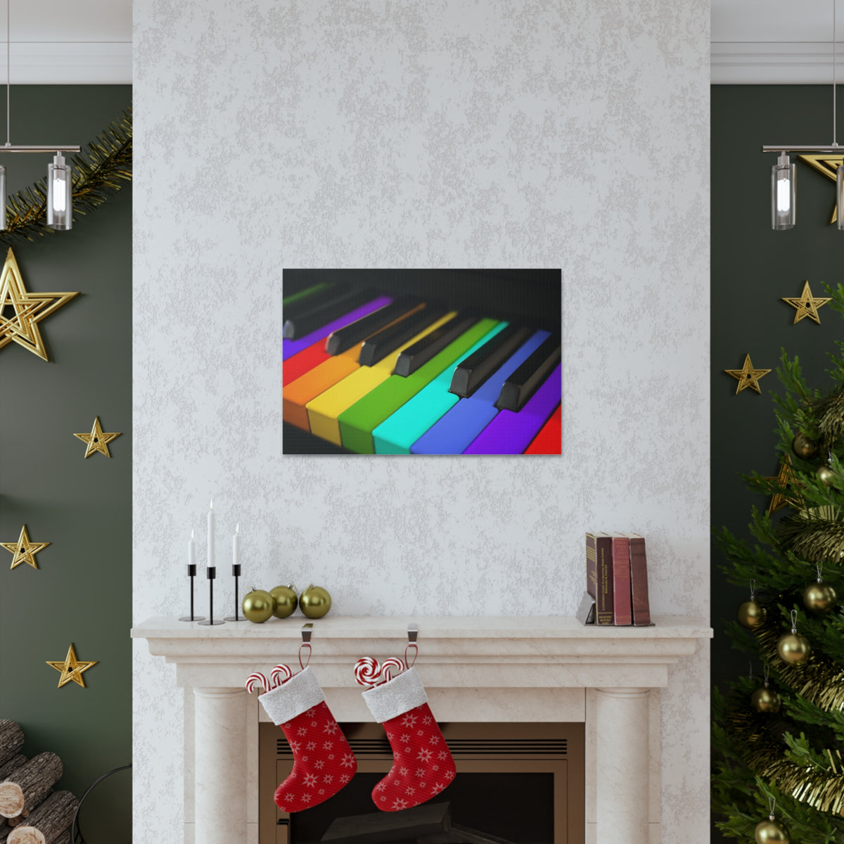 Piano Keys In Rainbow Music Lover's Delight Piano Keyboard Canvas Wall Art for Home Decor Ready-to-Hang-Express Your Love Gifts