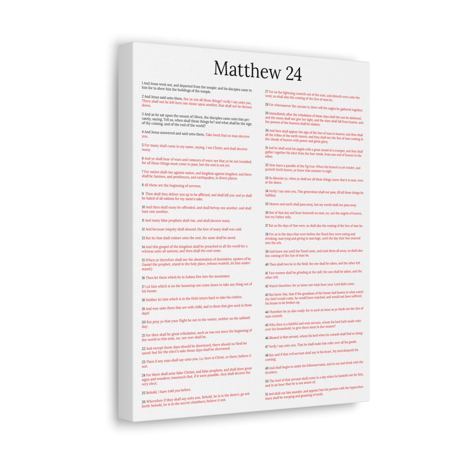 Scripture Walls Matthew 24 Chapter Christ Words in Red Christian Wall Art Print Ready to Hang Unframed-Express Your Love Gifts