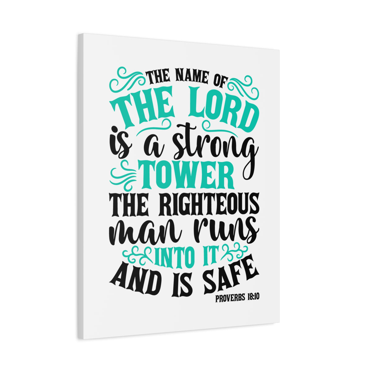 Scripture Canvas The Lord Is A Strong Tower Proverbs 18:10 Christian Wall Art Bible Verse Print Ready to Hang-Express Your Love Gifts