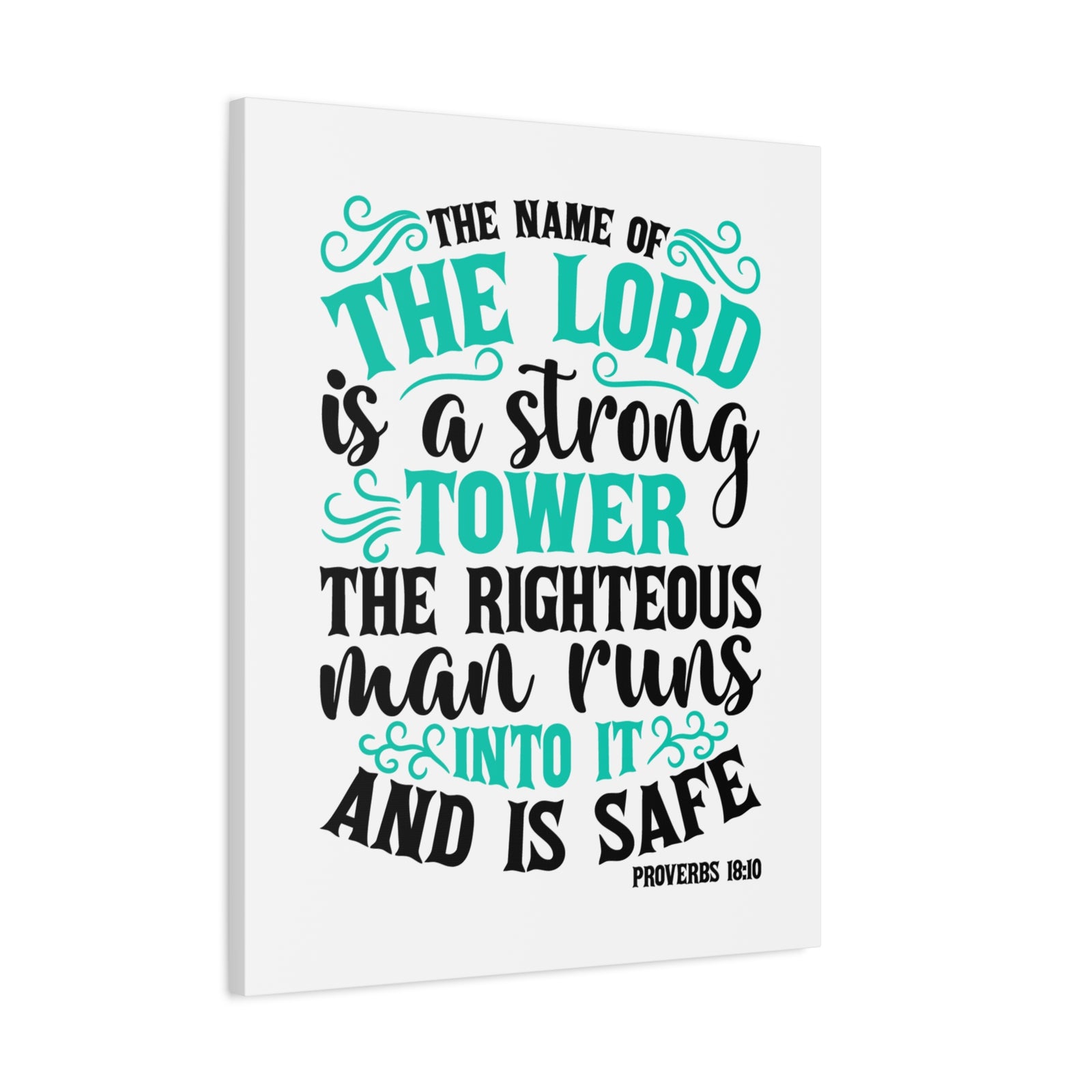 Scripture Canvas The Lord Is A Strong Tower Proverbs 18:10 Christian Wall Art Bible Verse Print Ready to Hang-Express Your Love Gifts