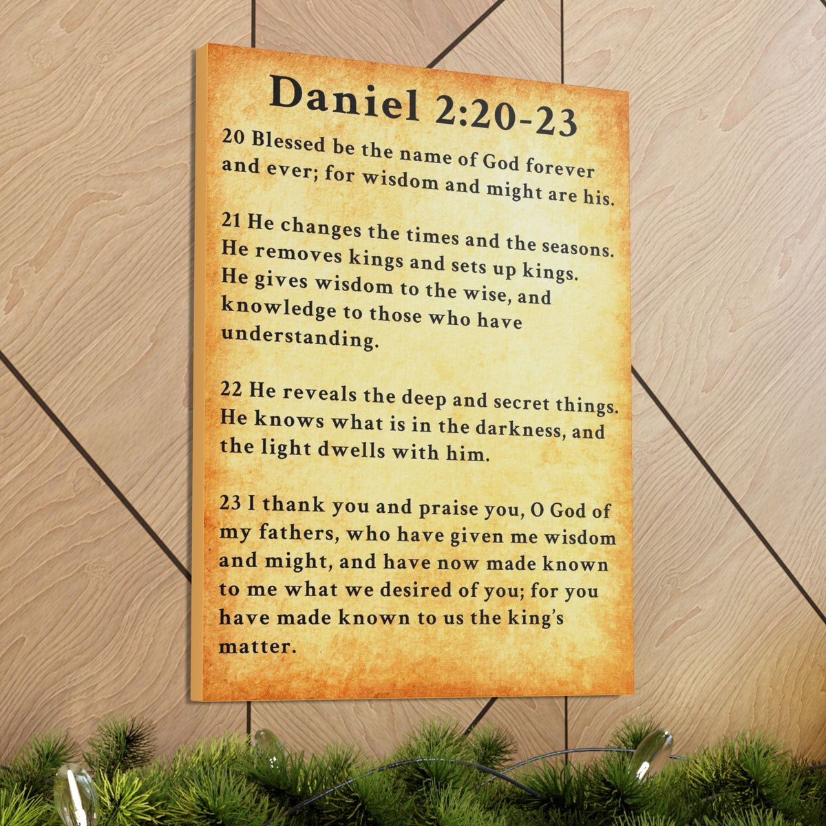 Scripture Walls Daniel 2:20-23 Daniel's Prayer of Praise Gold Bible Verse Canvas Christian Wall Art Ready to Hang Unframed-Express Your Love Gifts