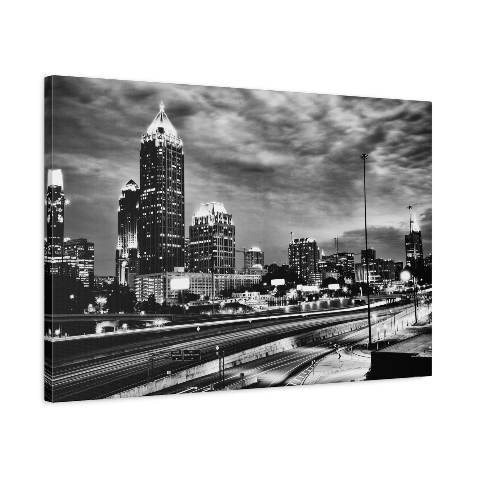 Atlanta Black And White Skyline Canvas Artwork High-Quality Breathtaking Stunning Cityscape for Home Decor Ready to Hang-Express Your Love Gifts