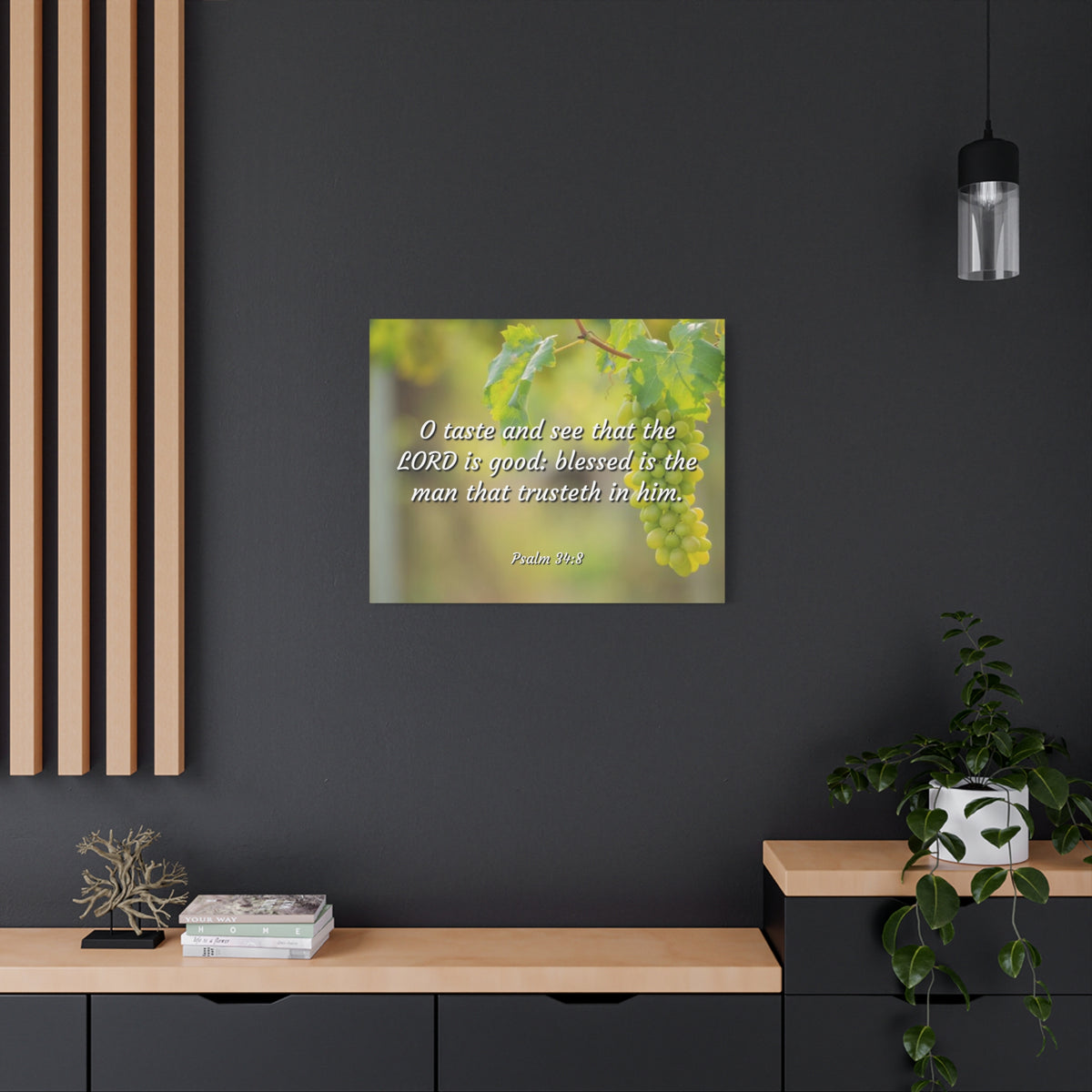 Scripture Canvas Lord Is Good Psalm 34:8 Christian Wall Art Bible Verse Print Ready to Hang-Express Your Love Gifts