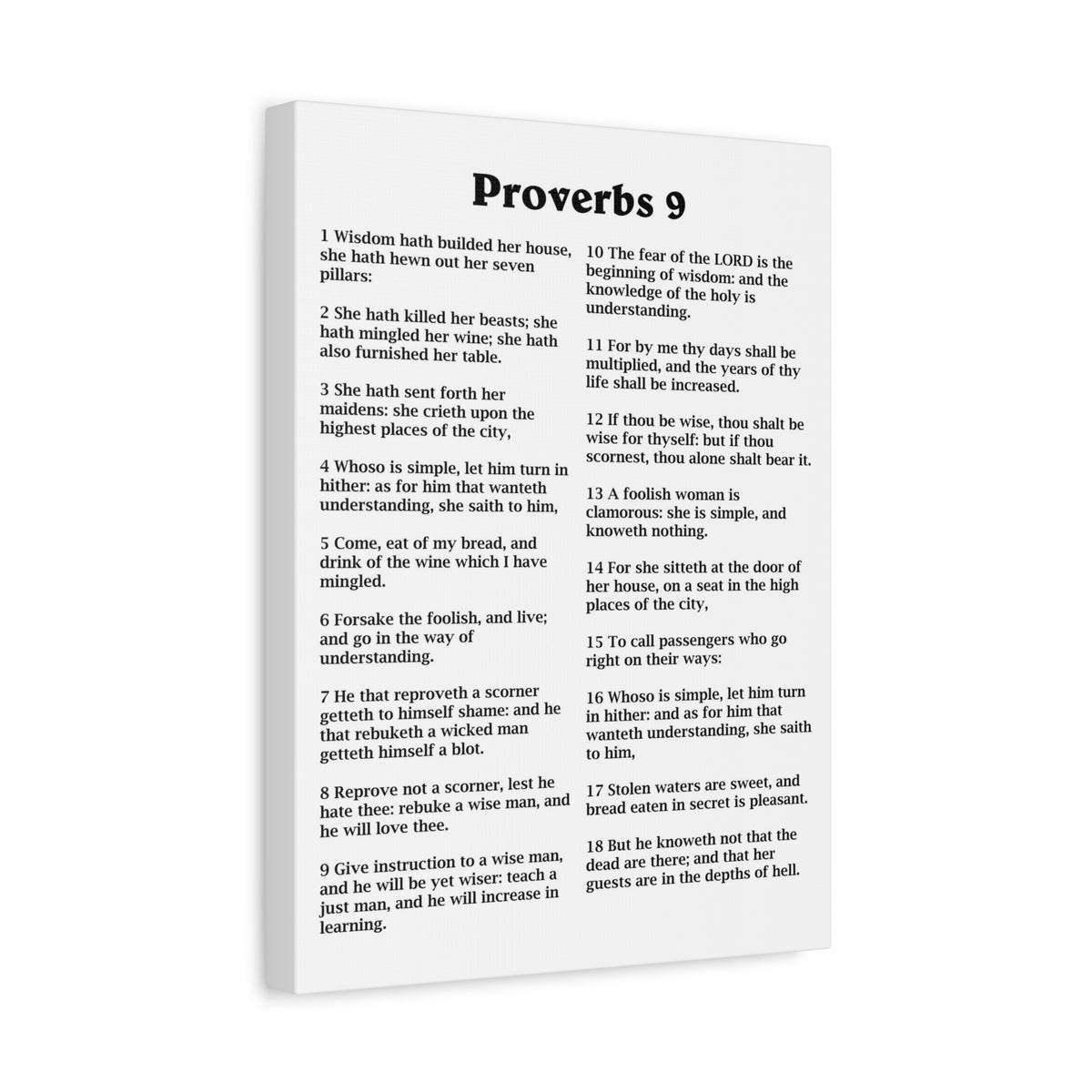 Scripture Walls Proverbs Chapter 9 White Bible Canvas Christian Wall Art Ready to Hang Unframed-Express Your Love Gifts