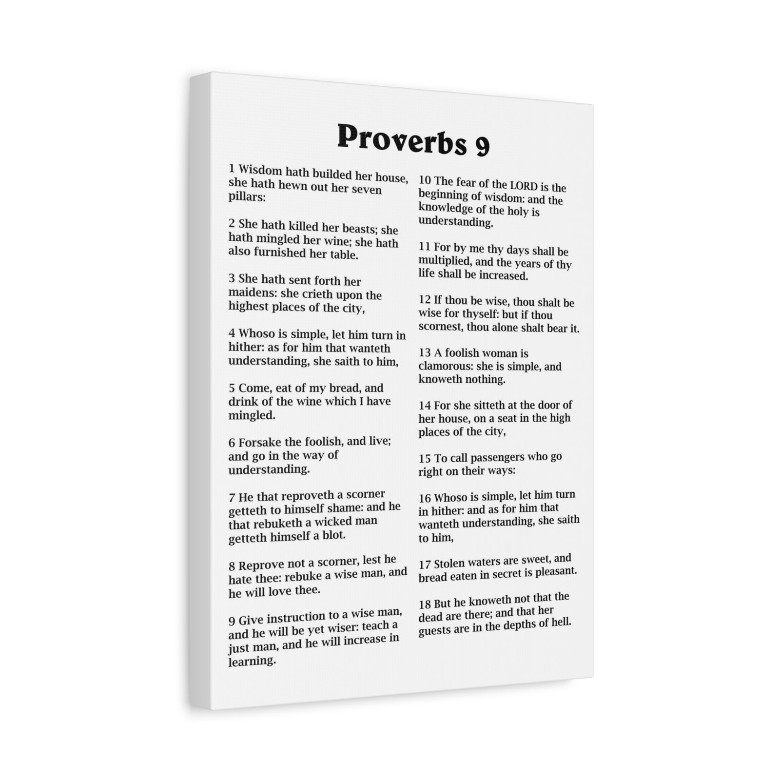 Scripture Walls Proverbs Chapter 9 White Bible Canvas Christian Wall Art Ready to Hang Unframed-Express Your Love Gifts