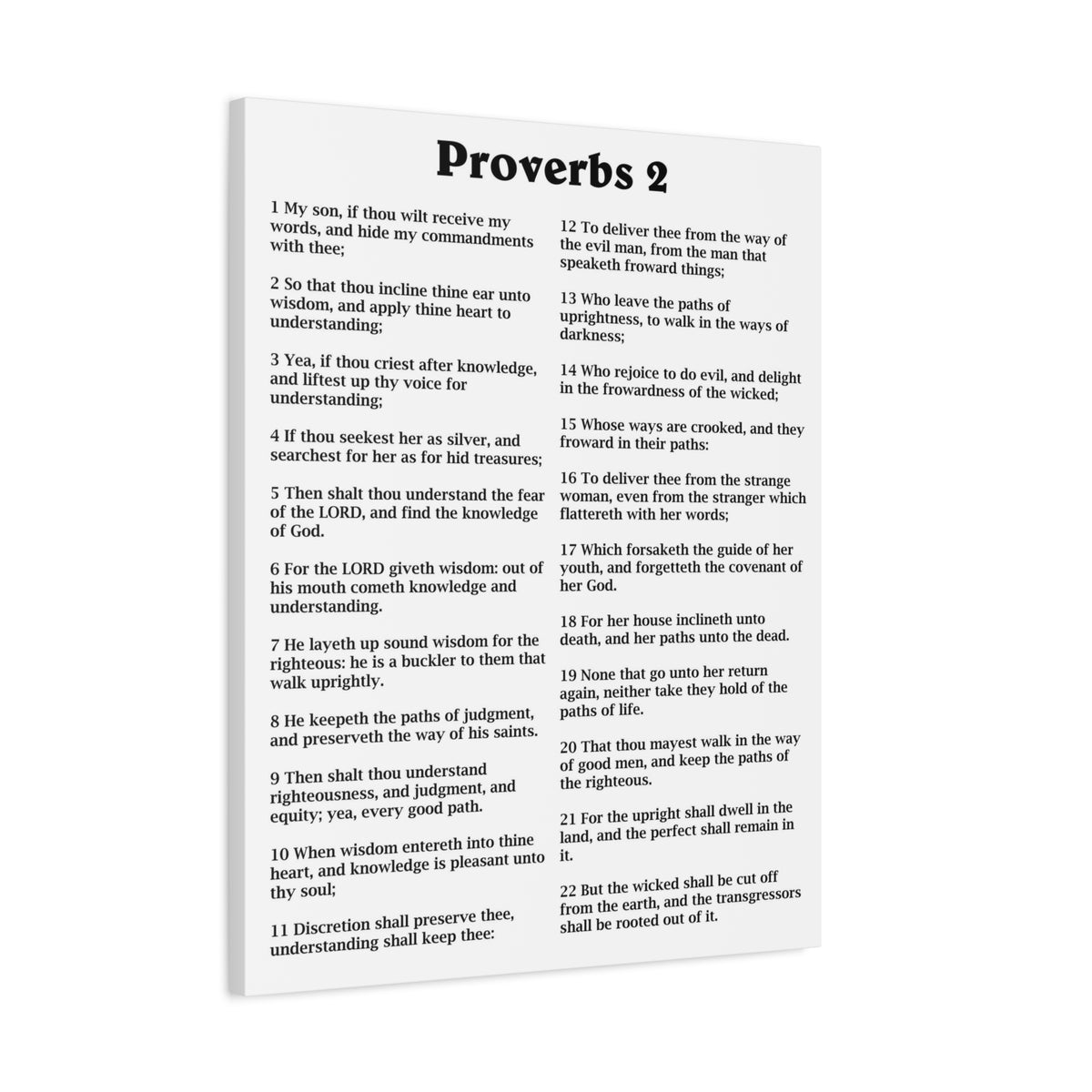 Scripture Walls Proverbs Chapter 2 White Bible Canvas Christian Wall Art Ready to Hang Unframed-Express Your Love Gifts