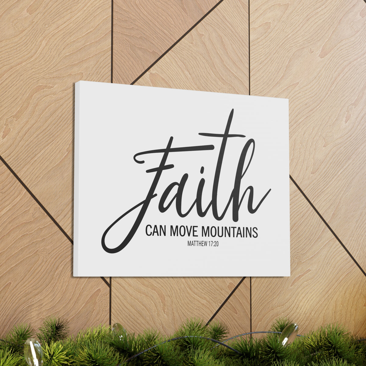 Scripture Canvas Faith Can Move Mountains Matthew 17:20 Christian Wall Art Bible Verse Print Ready To Hang-Express Your Love Gifts