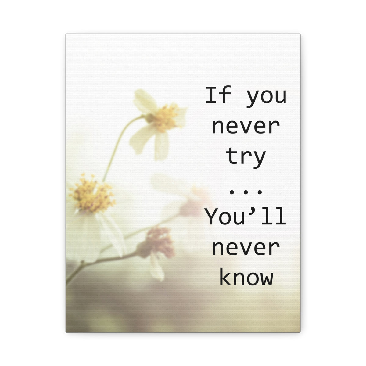 Inspirational Quote Canvas If You Never Try You'll Never Know Wall Art Motivational Motto Inspiring Prints Artwork Decor Ready to Hang-Express Your Love Gifts