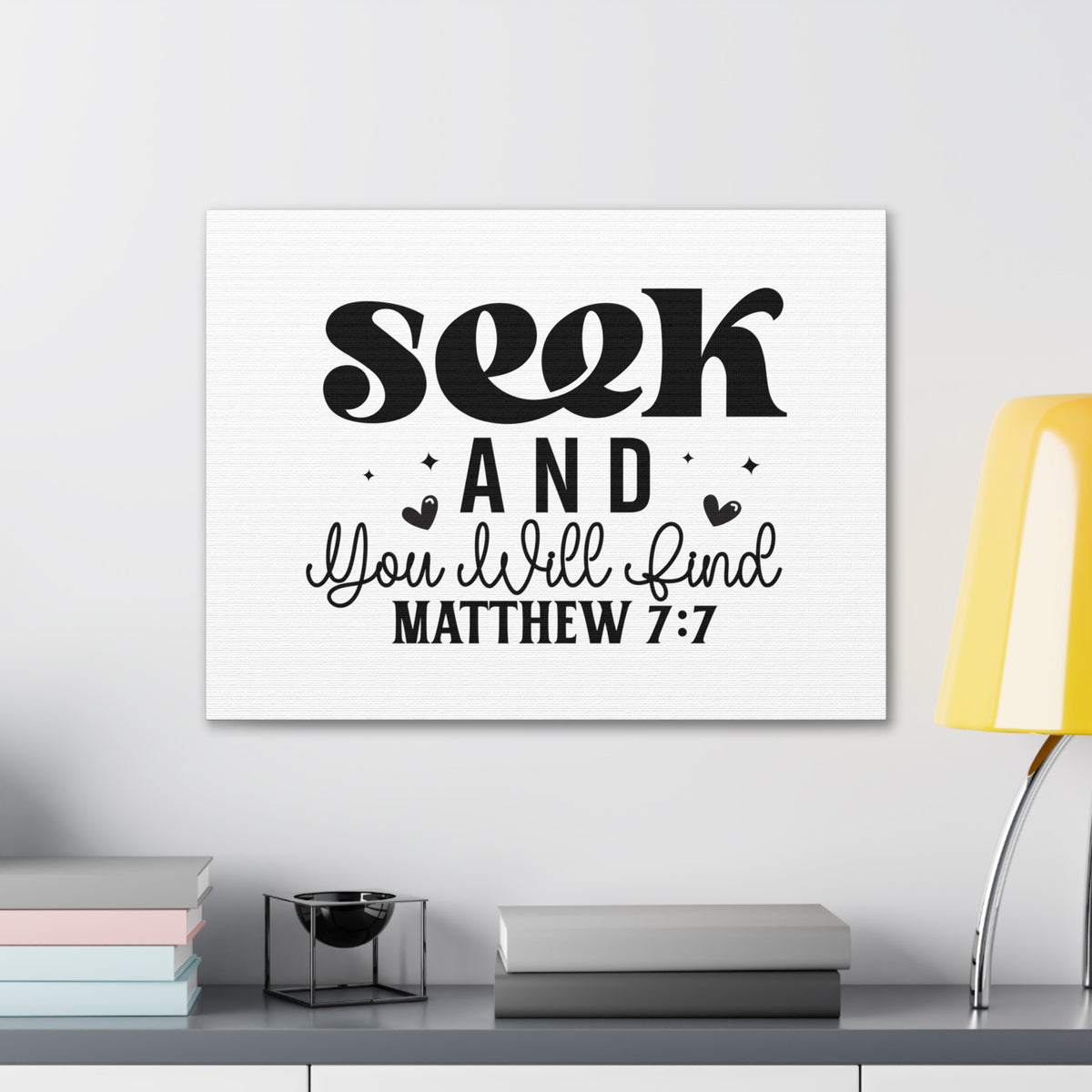 Scripture Walls Matthew 7:7 Seek and You Will Find Bible Verse Canvas Christian Wall Art Ready to Hang Unframed-Express Your Love Gifts