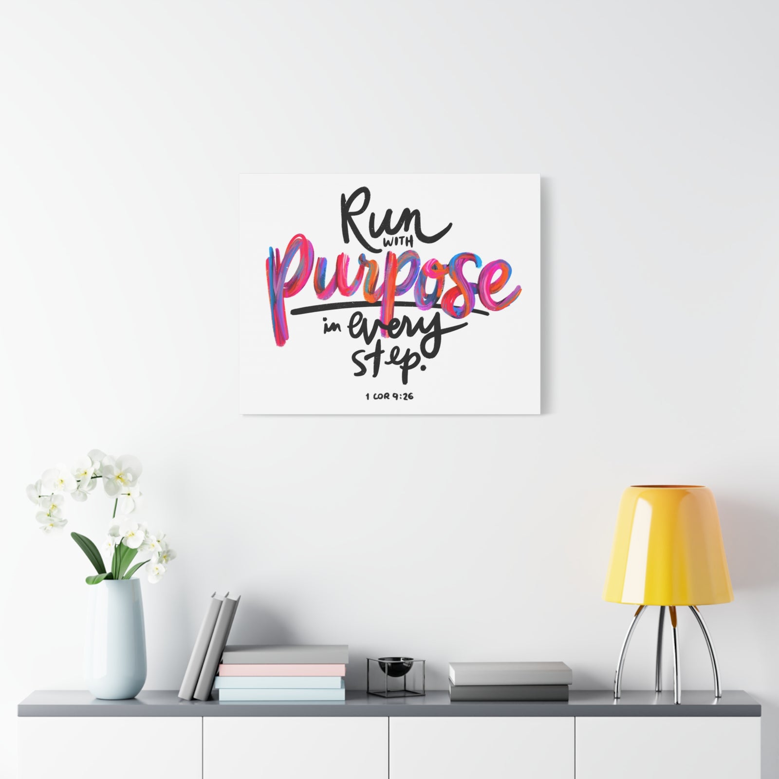 Scripture Canvas Run With Purpose 1 Corinthians 9:26 Christian Wall Art Bible Verse Print Ready to Hang-Express Your Love Gifts