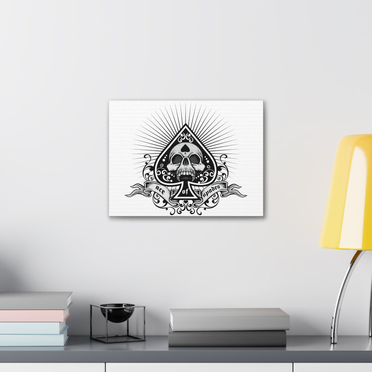 Grunge Ace of Spades Playing Card Canvas Wall Art for Home Decor Ready-to-Hang-Express Your Love Gifts