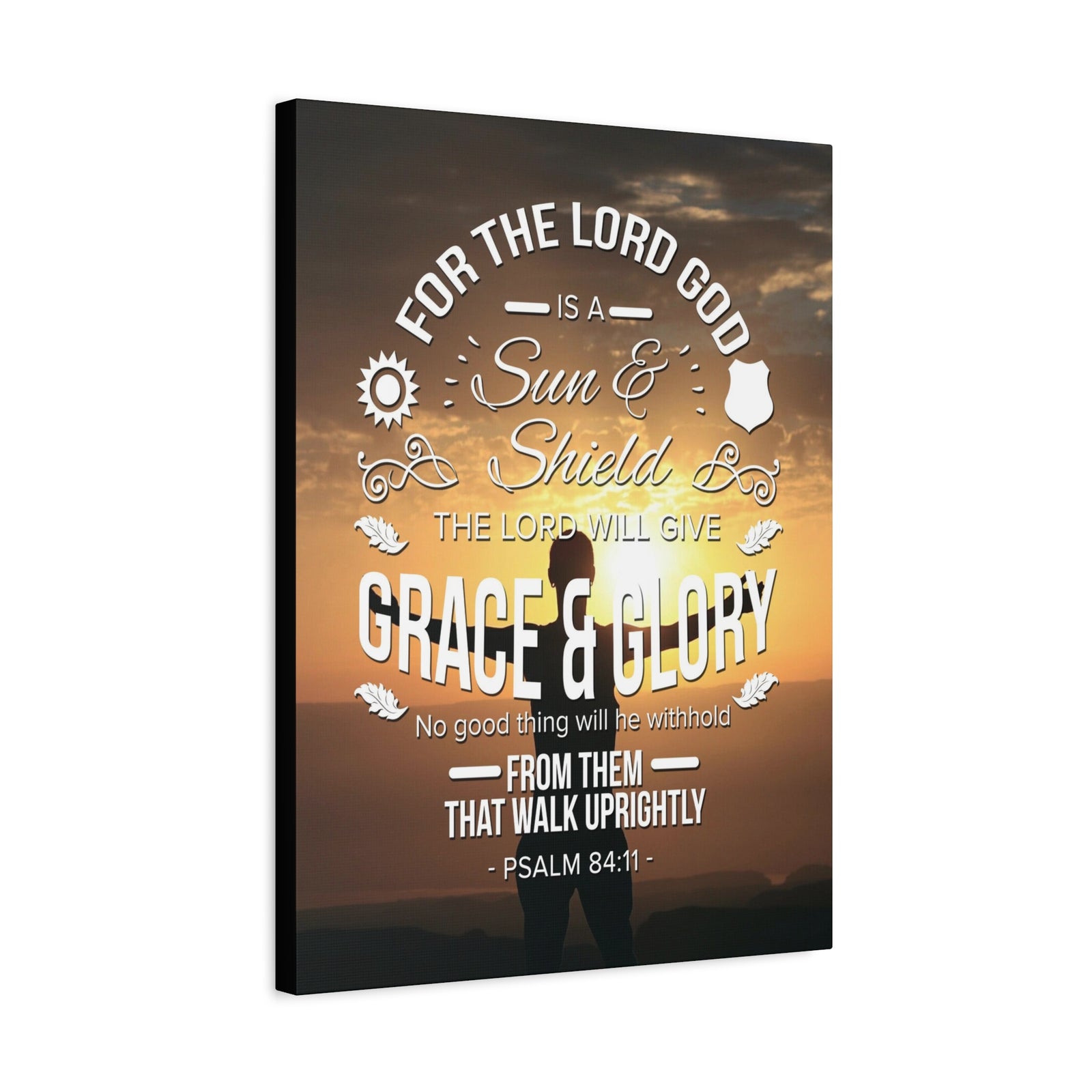 Scripture Canvas Grace And Glory Psalm 84:11 Christian Wall Art Bible Verse Print Ready to Hang-Express Your Love Gifts