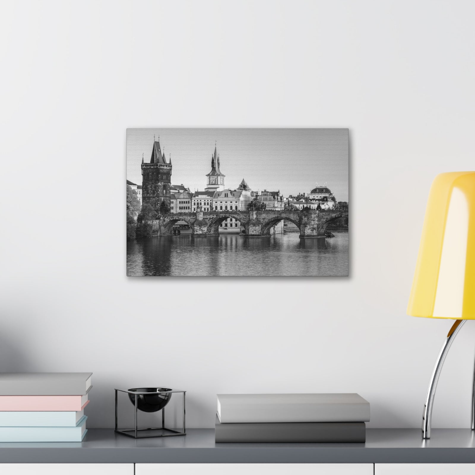 Prague Black And White Skyline Canvas Artwork High-Quality Breathtaking Stunning Cityscape for Home Decor Ready to Hang-Express Your Love Gifts