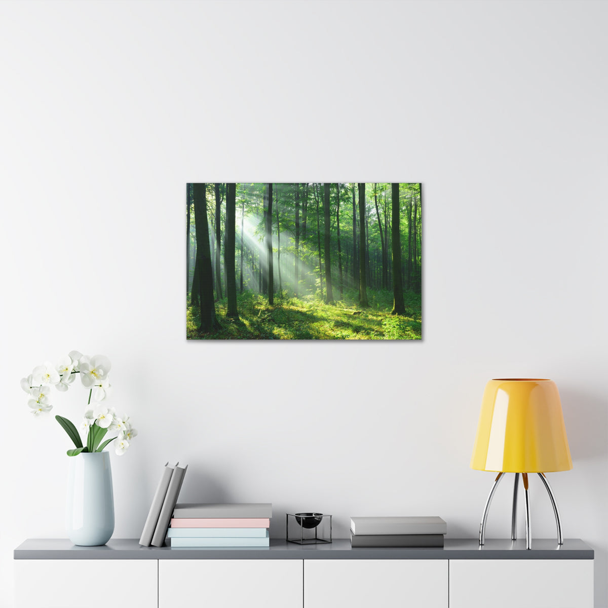 Green Forest Sunlight Nature Wilderness Photography Canvas Wall Art for Home Decor Ready-to-Hang-Express Your Love Gifts