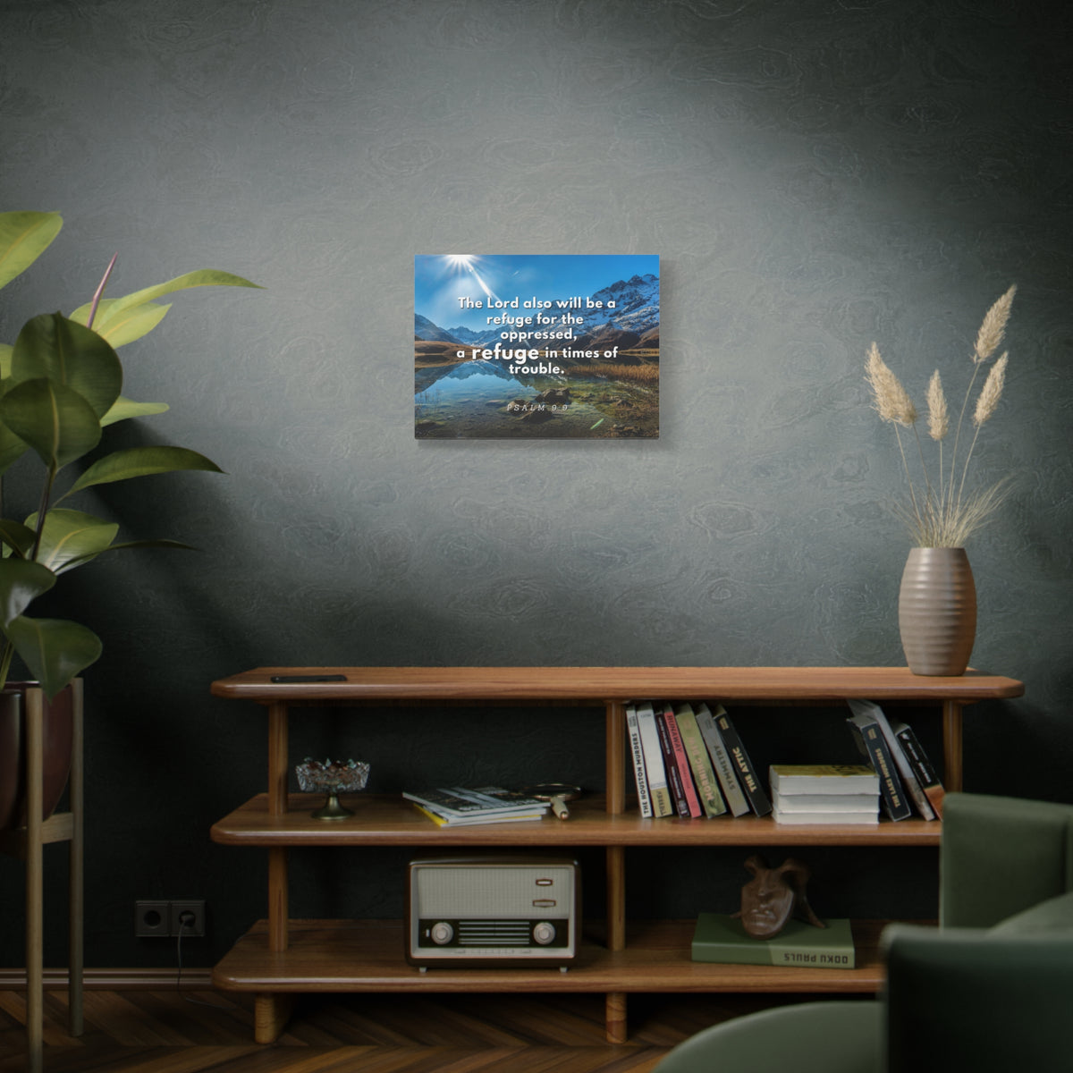 Scripture Canvas A Refuge Psalm 9:9 Christian Wall Art Bible Verse Print Ready to Hang-Express Your Love Gifts