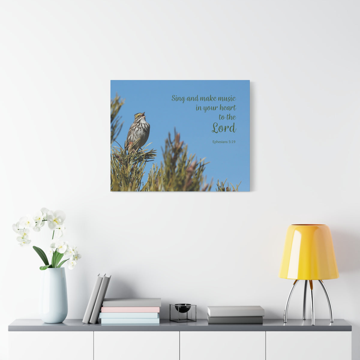 Scripture Canvas In Your Heart Ephesians 5:19 Christian Wall Art Bible Verse Print Ready to Hang-Express Your Love Gifts