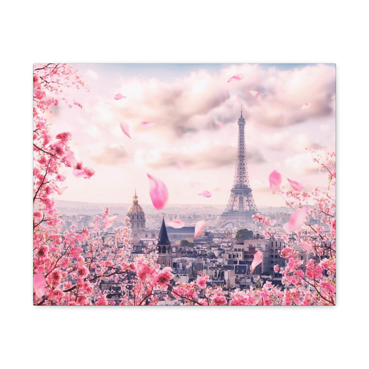 Paris Pink Tree Eiffel Tower France Canvas Artwork High-Quality Breathtaking French City for Home Decor Ready to Hang-Express Your Love Gifts