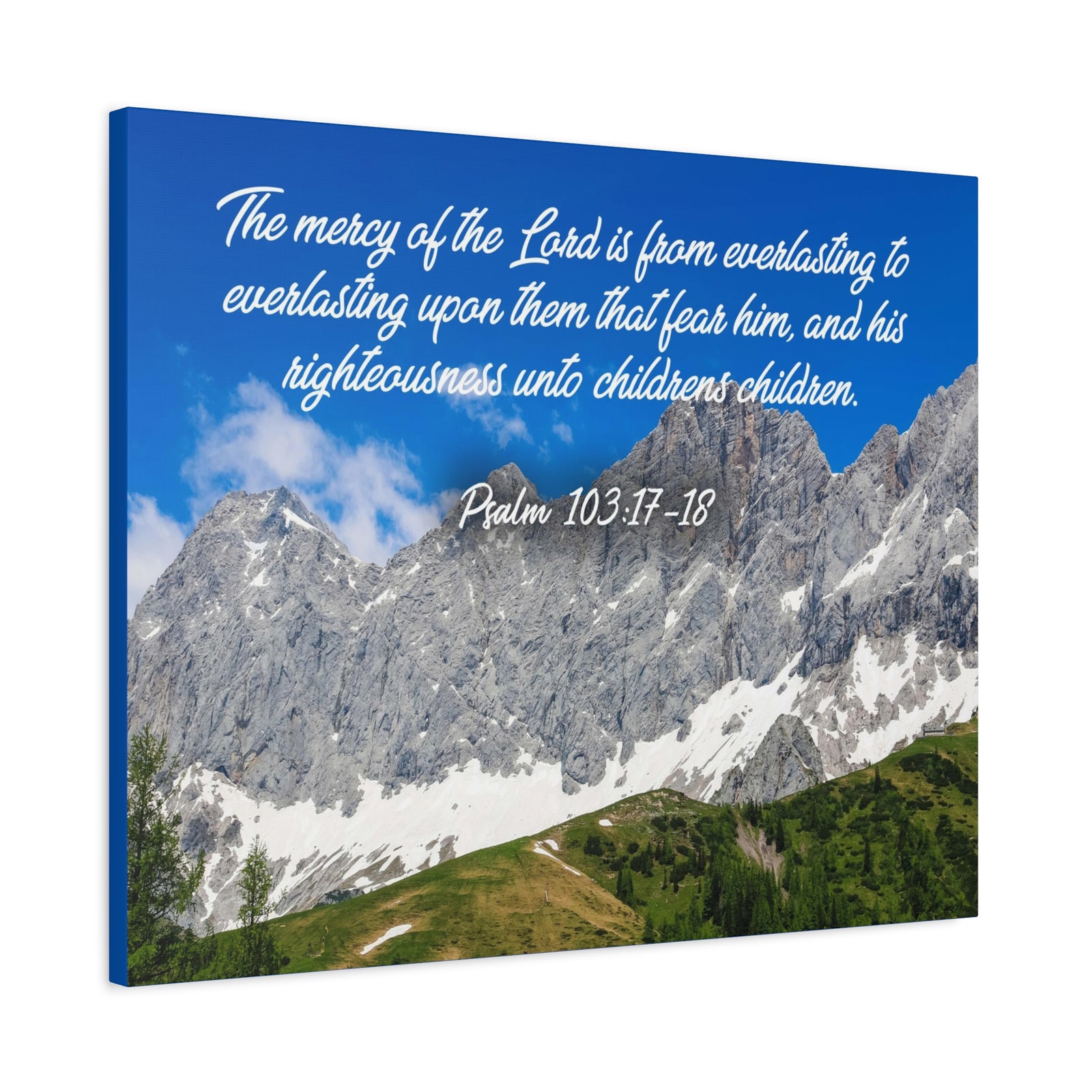 Scripture Canvas The Mercy of The Lord Psalm 103:17-18 Christian Wall Art Bible Verse Print Ready to Hang-Express Your Love Gifts