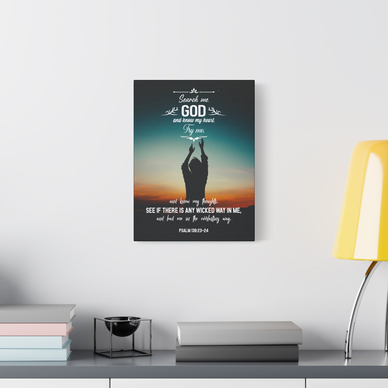 Scripture Canvas The Everlasting Way Psalm 139:23‭-‬24 Christian Wall Art Bible Verse Print Ready to Hang-Express Your Love Gifts