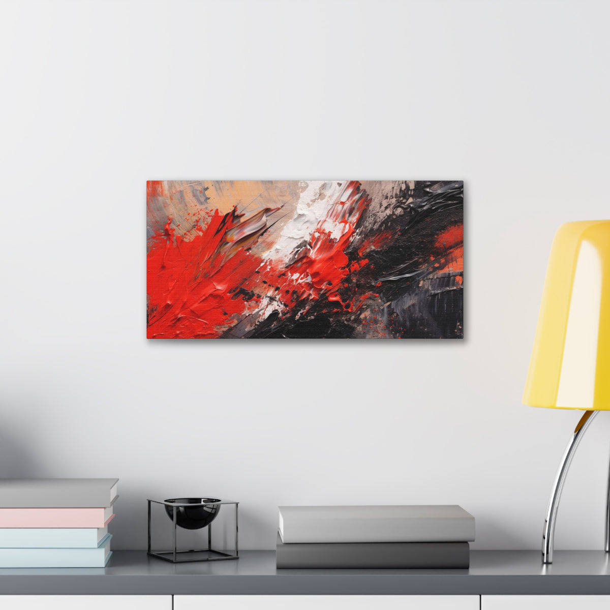Abstract Oil Painting White Red Black Brushstrokes Painting Canvas Wall Art for Home Decor Ready-to-Hang-Express Your Love Gifts