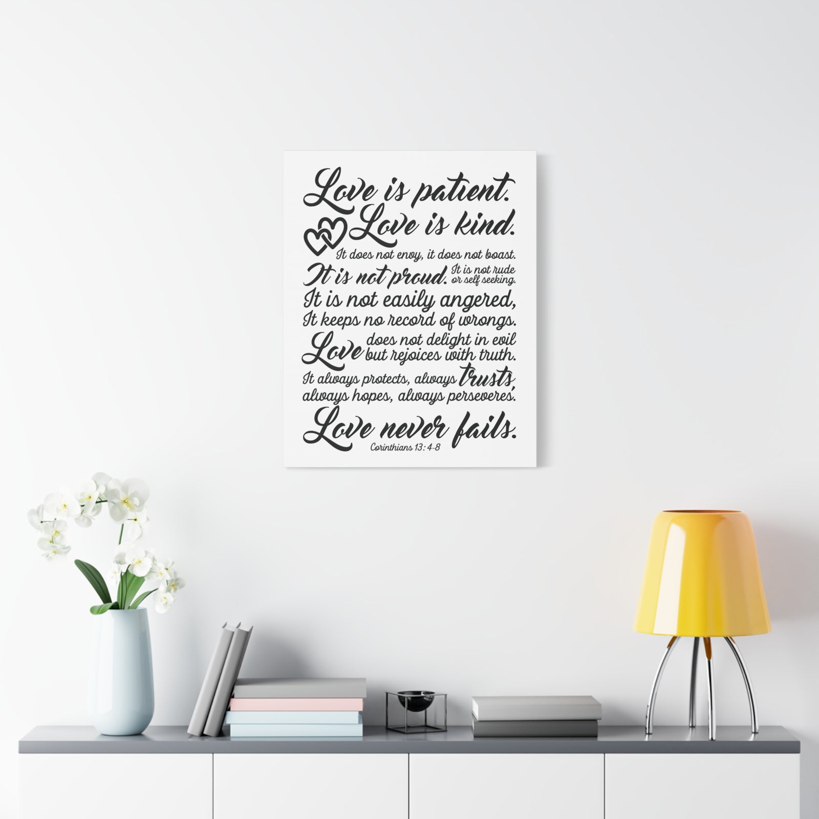 Scripture Canvas Love Is Patient Corinthians 13:4-8 Christian Wall Art Bible Verse Print Ready to Hang-Express Your Love Gifts