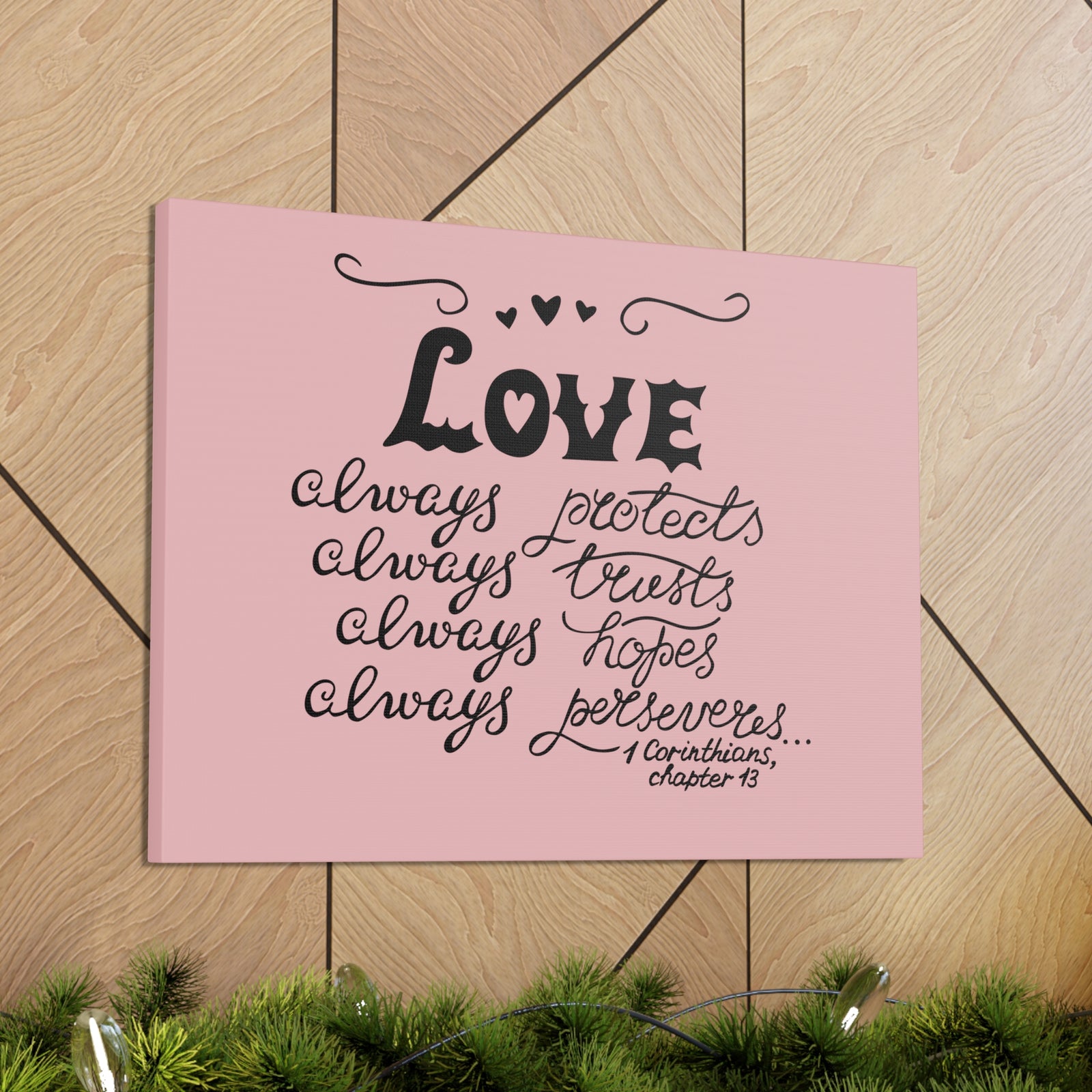 Scripture Canvas Love Always Protects 1 Corinthians Chapter 13 Christian Wall Art Bible Verse Print Ready To Hang-Express Your Love Gifts