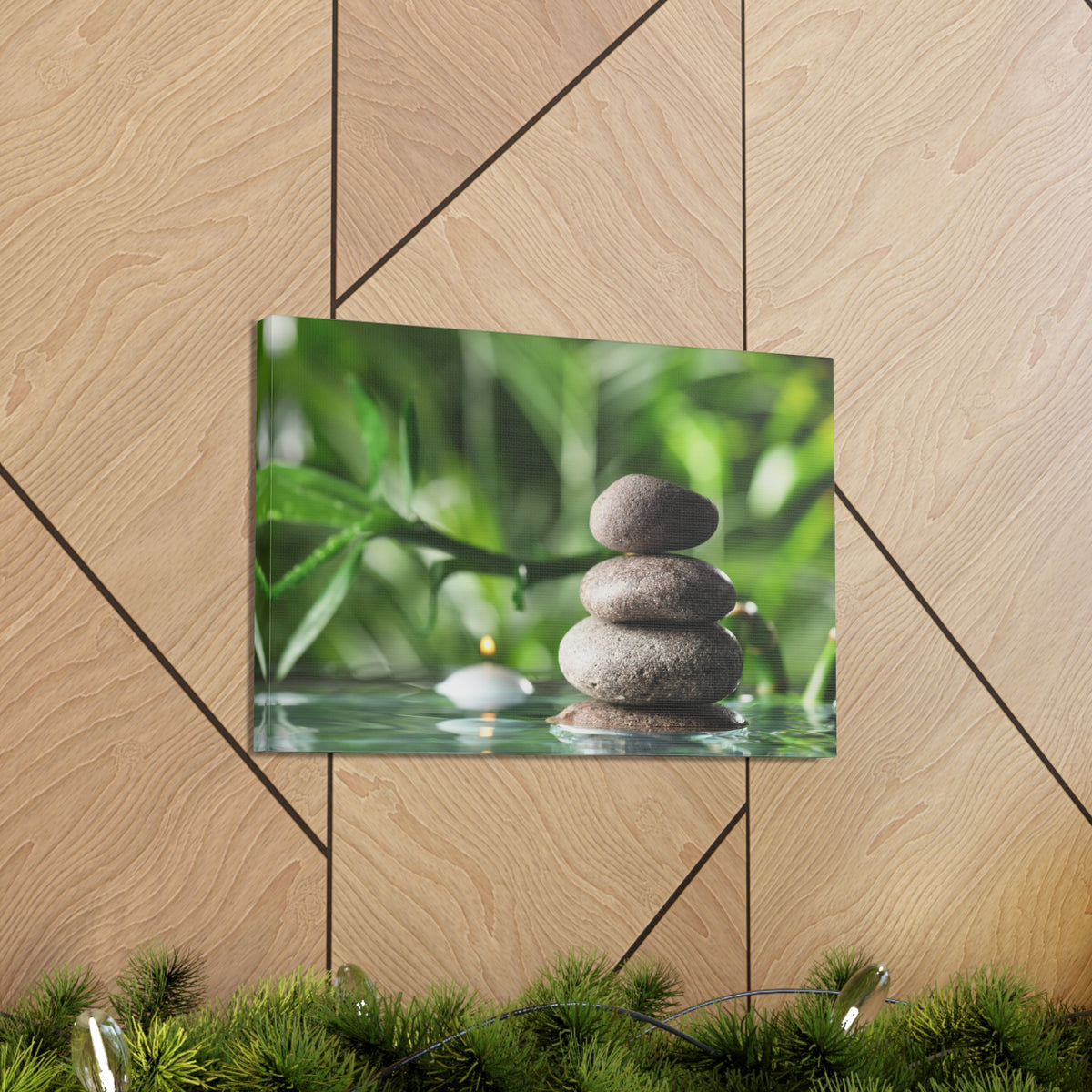 Candle with Bamboo Stem Forest Floral Nature Photography Canvas Wall Art for Home Decor Ready-to-Hang-Express Your Love Gifts