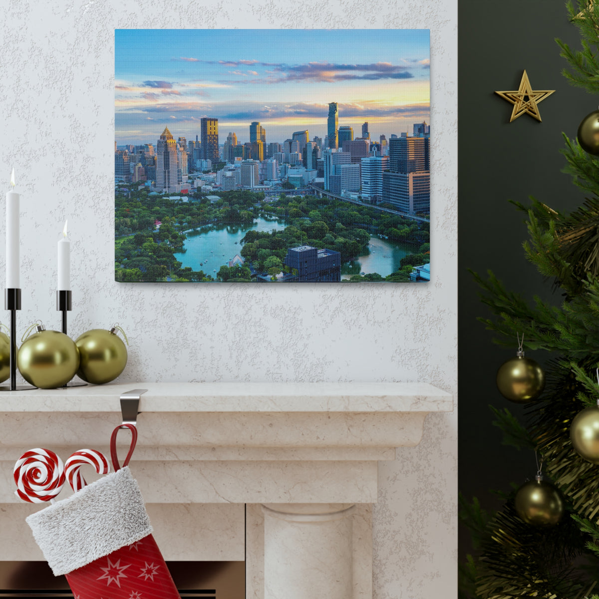 Bangkok Daytime Skyline Canvas Artwork High-Quality Breathtaking Stunning Cityscape for Home Decor Ready to Hang-Express Your Love Gifts