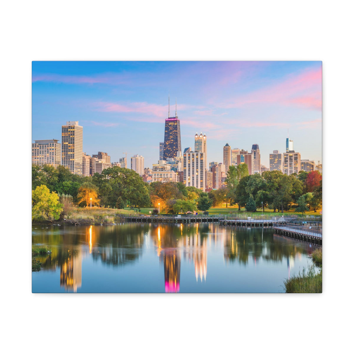 Chicago Daytime Skyline Canvas Artwork High-Quality Breathtaking Stunning Cityscape for Home Decor Ready to Hang-Express Your Love Gifts
