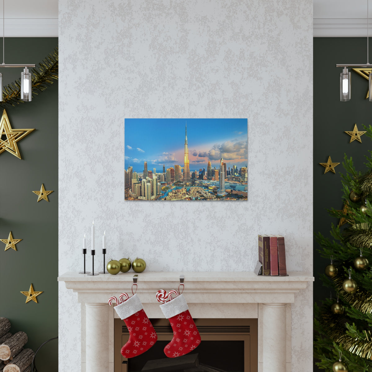 Dubai Daytime Skyline Canvas Artwork High-Quality Breathtaking Stunning Cityscape for Home Decor Ready to Hang-Express Your Love Gifts