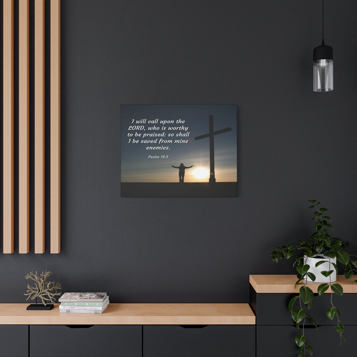 Scripture Canvas Worthy Psalm 18:3 Christian Wall Art Bible Verse Print Ready to Hang-Express Your Love Gifts