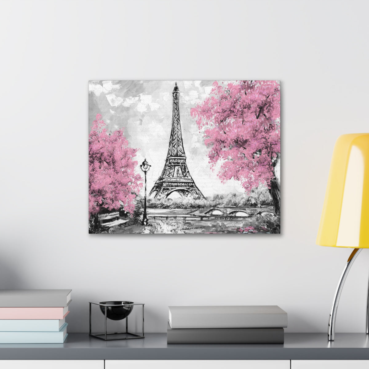 Eiffel Tower Pink Tree France Canvas Artwork High-Quality Breathtaking French City for Home Decor Ready to Hang-Express Your Love Gifts