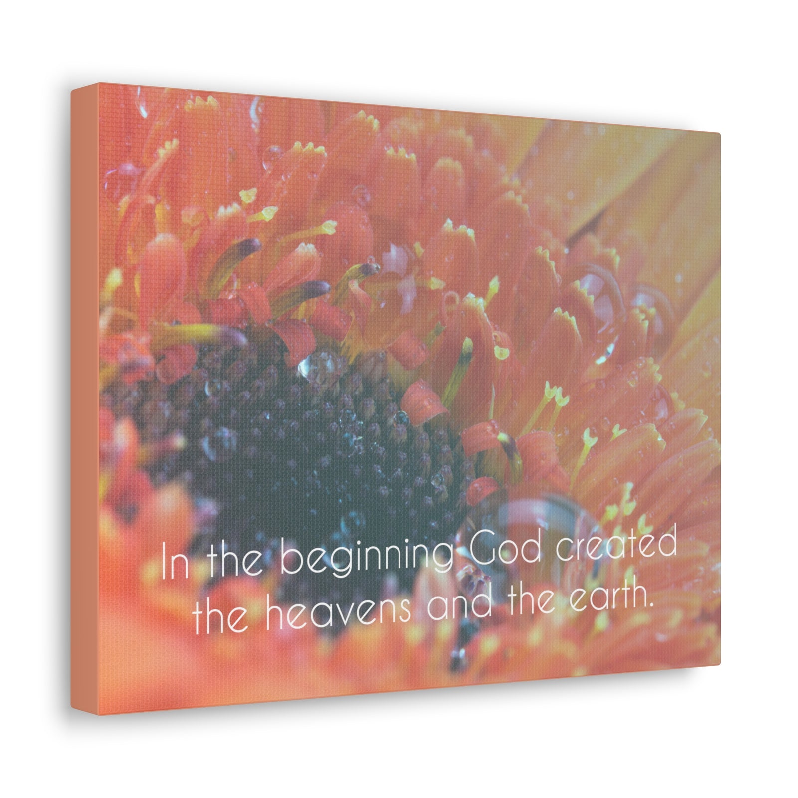Scripture Canvas The Heavens And The Earth Genesis 1:1 Christian Wall Art Bible Verse Print Ready to Hang-Express Your Love Gifts
