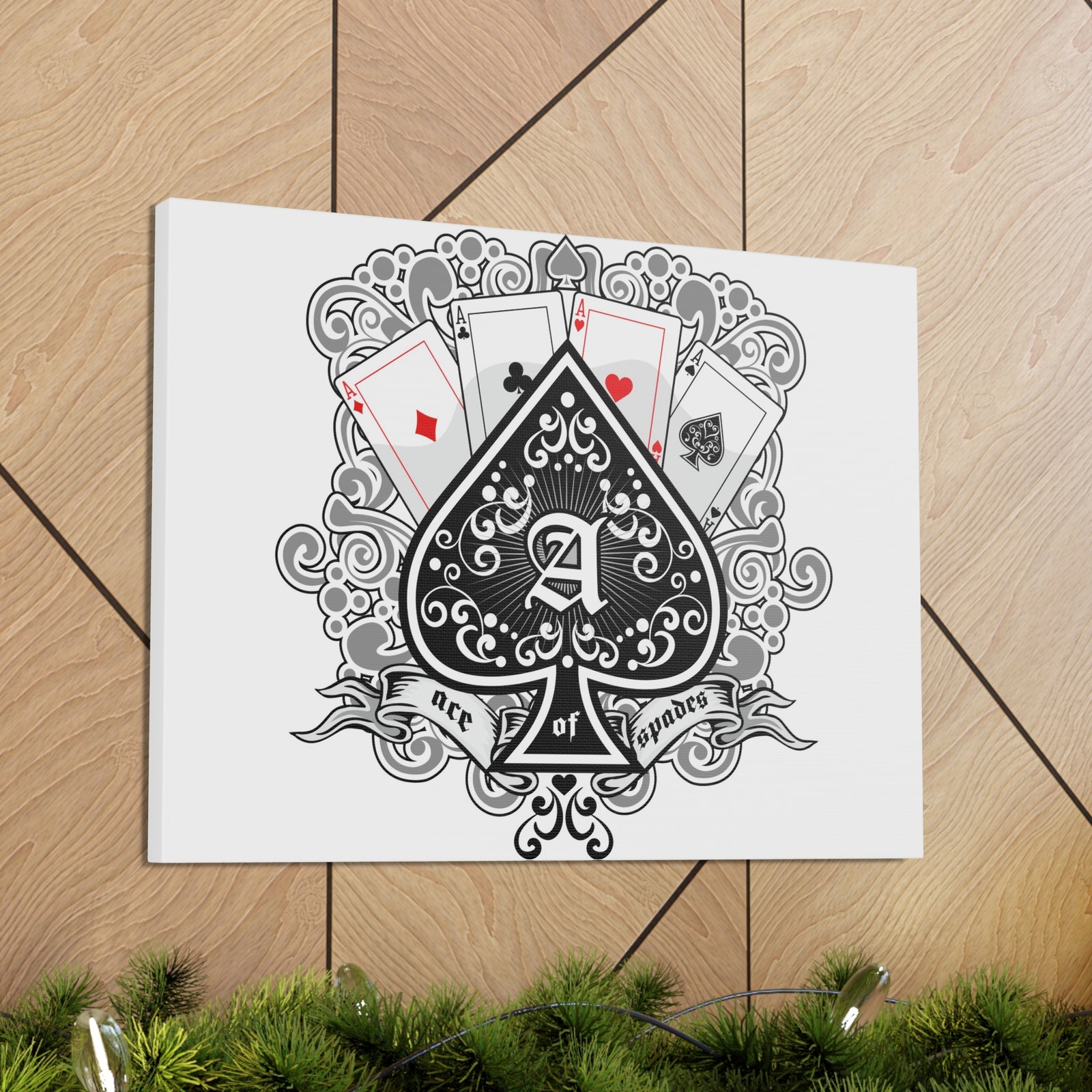 Gothic Coat Of Arms Ace Of Spades Playing Card Canvas Wall Art for Home Decor Ready-to-Hang-Express Your Love Gifts