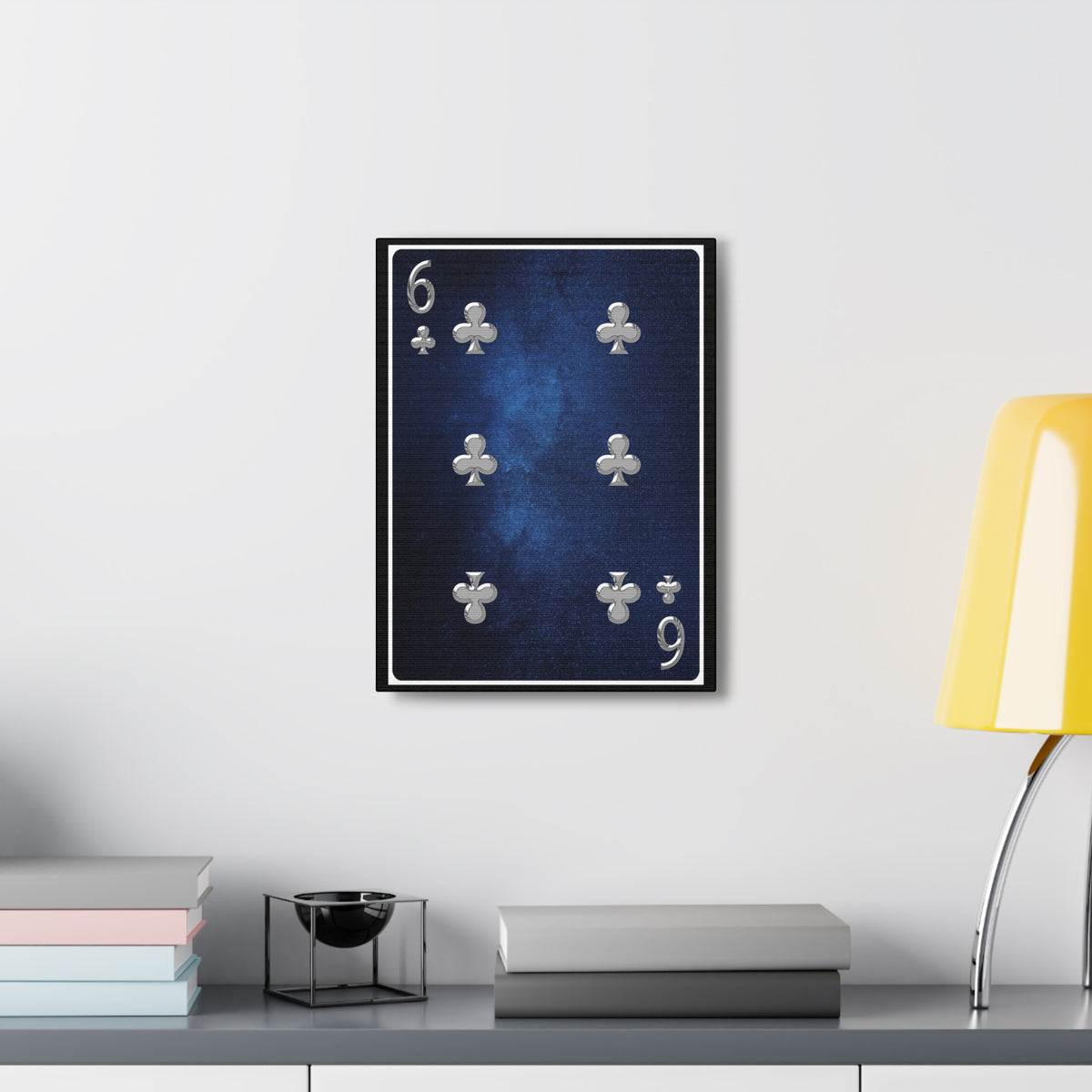 Six Of Clubs Space Background Playing Card Canvas Wall Art for Home Decor Ready-to-Hang-Express Your Love Gifts