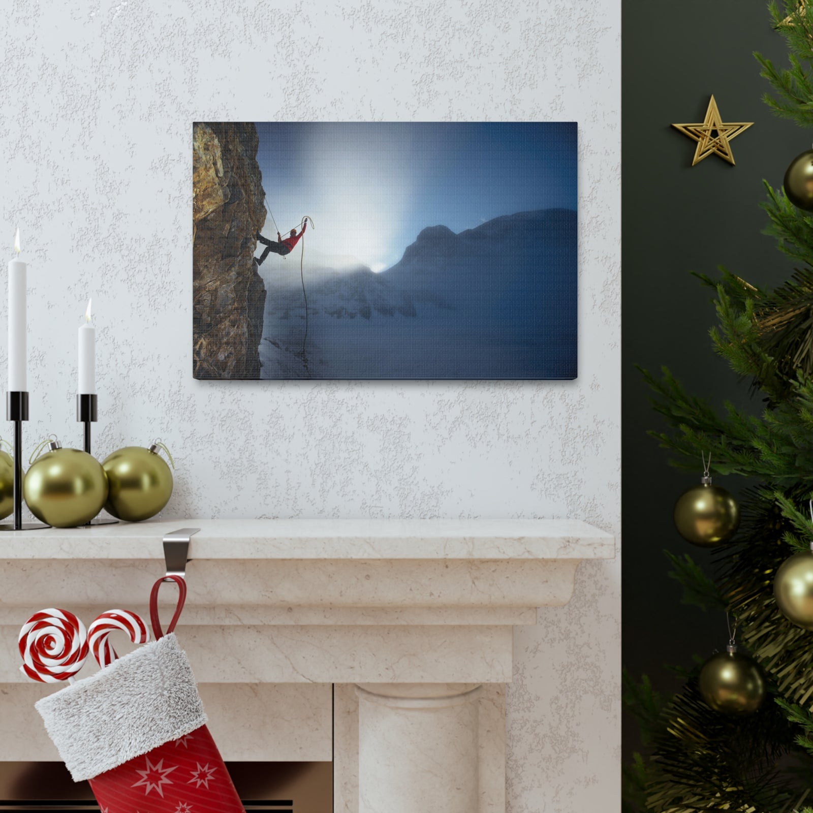 Mountain Rock Climbing Nature Wilderness Photography Canvas Wall Art for Home Decor Ready-to-Hang-Express Your Love Gifts