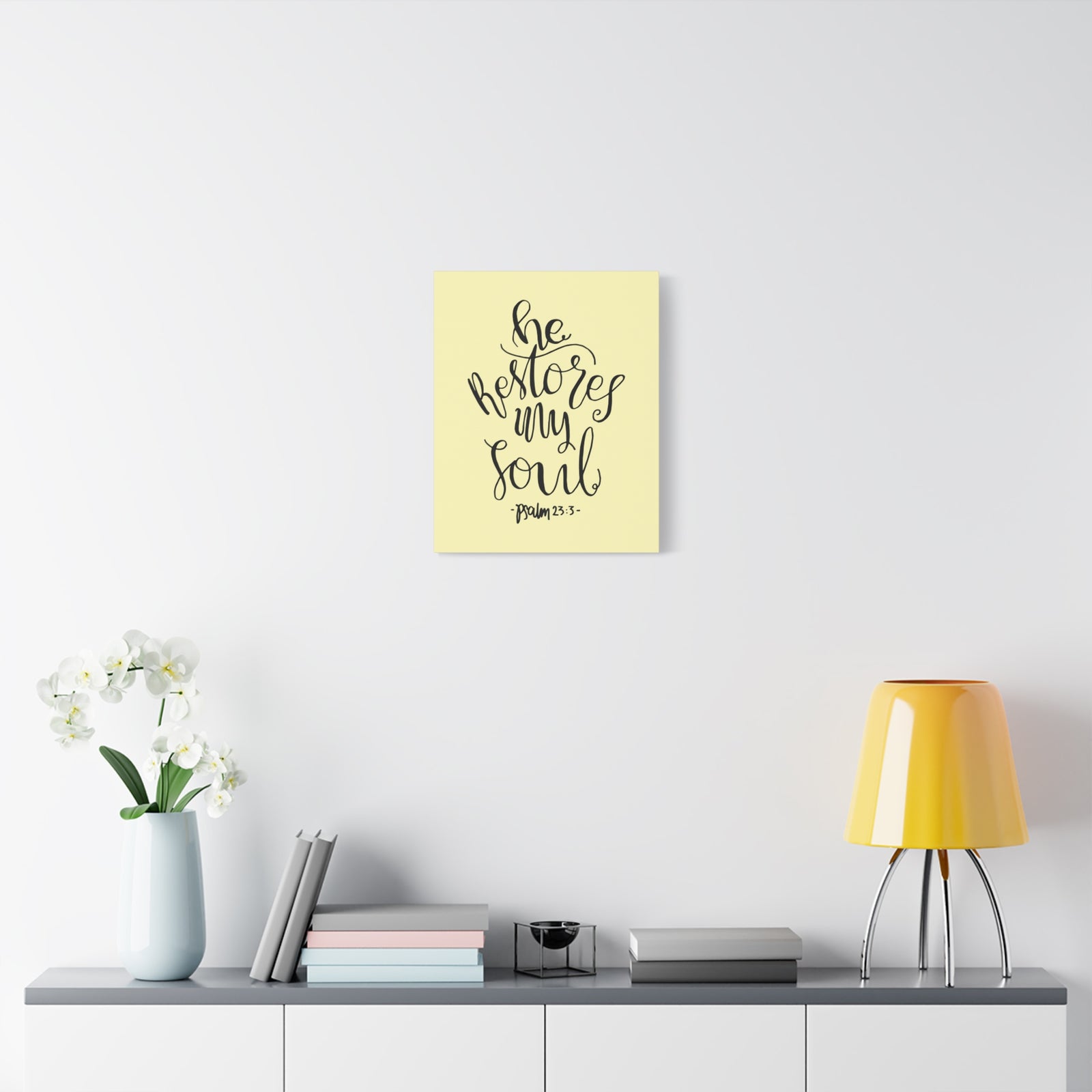 Scripture Walls He Restores My Soul Psalm 23:3 Bible Verse Canvas Christian Wall Art Ready To Hang-Express Your Love Gifts