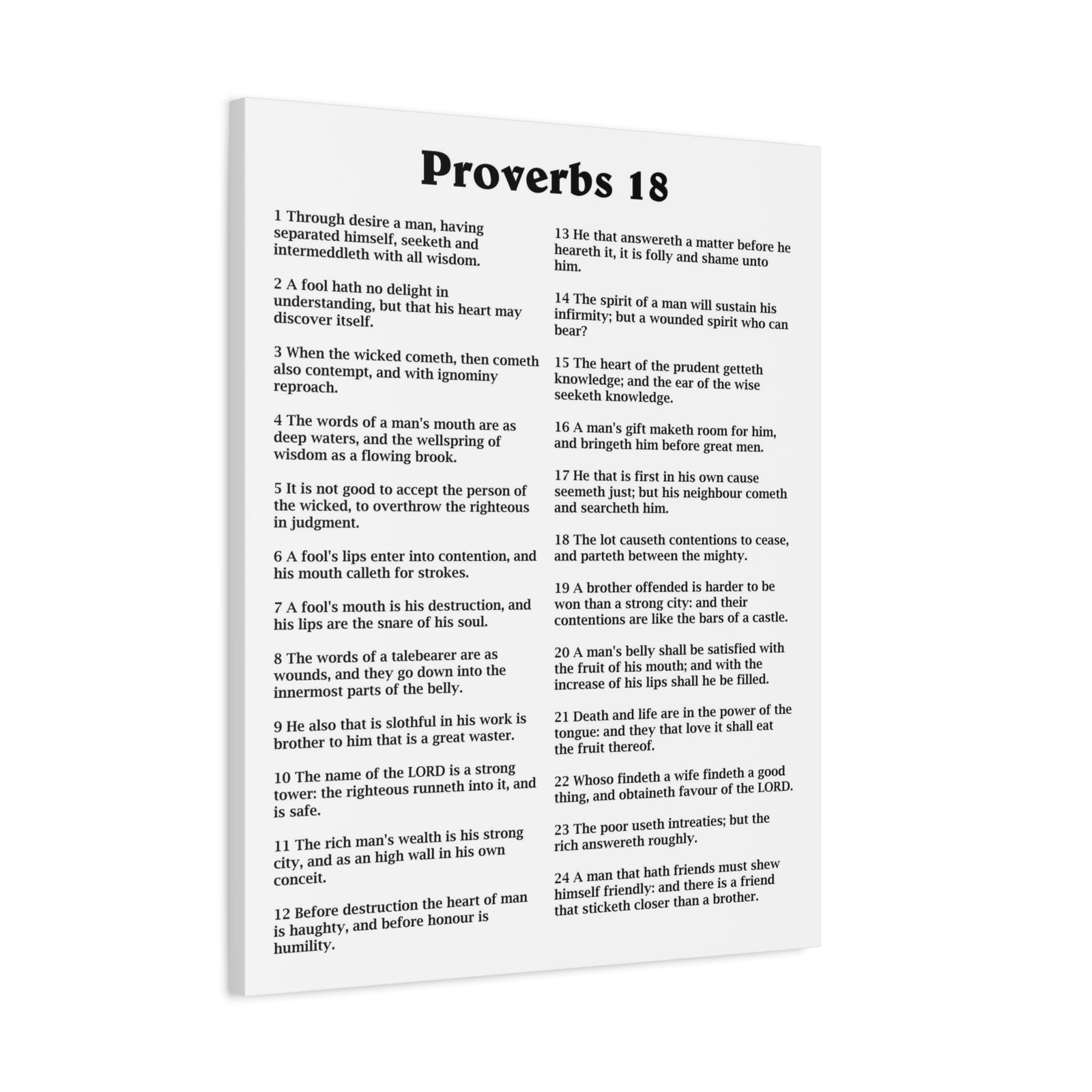 Scripture Walls Proverbs Chapter 18 White Bible Canvas Christian Wall Art Ready to Hang Unframed-Express Your Love Gifts