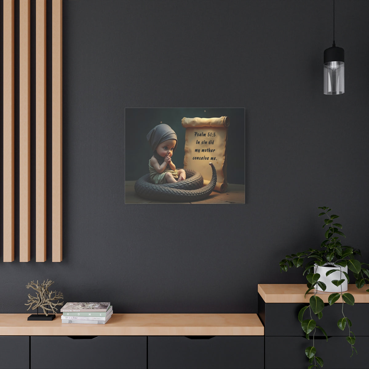 Scripture Walls Psalm 51:5 Viper in a Diaper Bible Verse Canvas Christian Wall Art Ready to Hang Unframed-Express Your Love Gifts