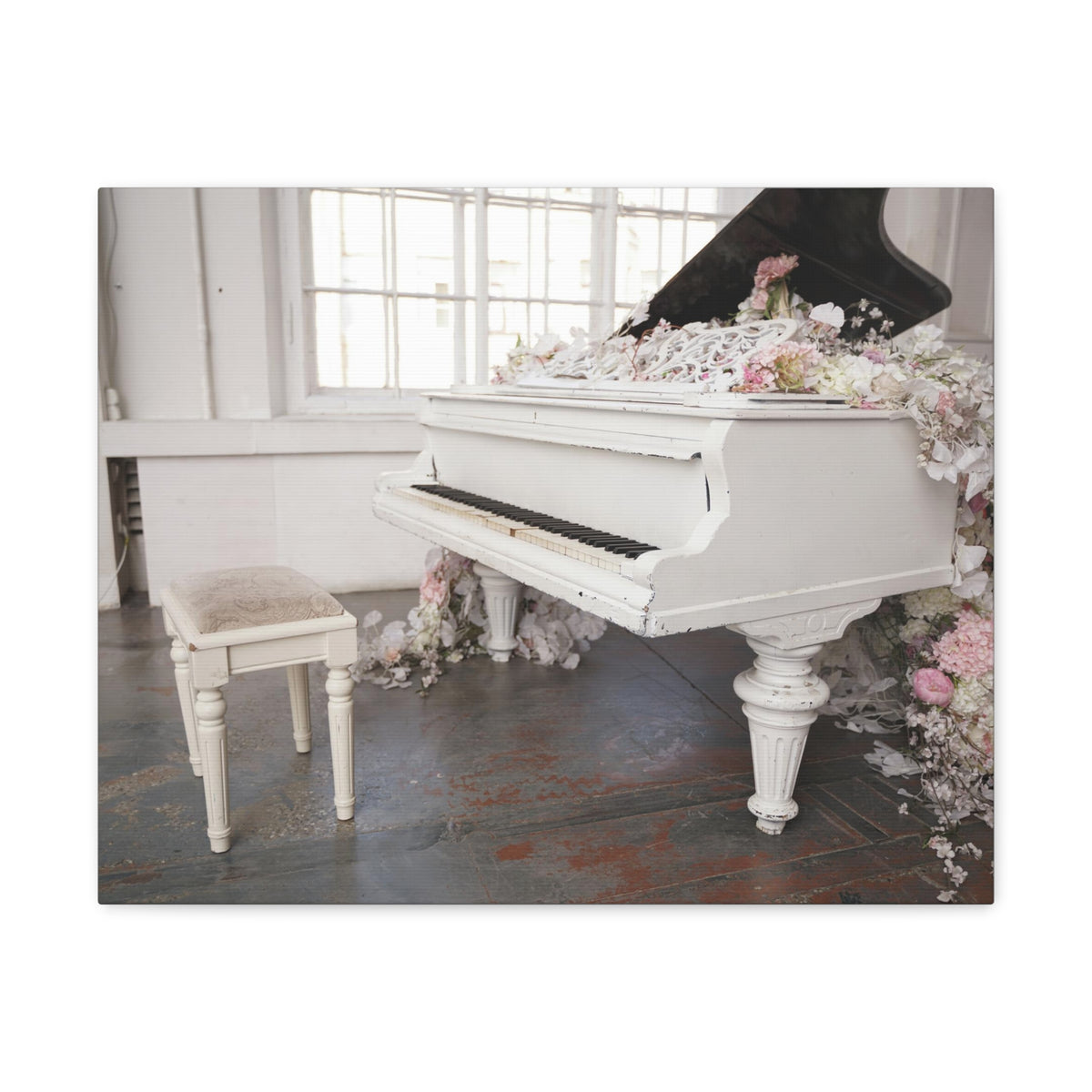 Piano with Flowers Music Lover's Delight Piano Keyboard Canvas Wall Art for Home Decor Ready-to-Hang-Express Your Love Gifts