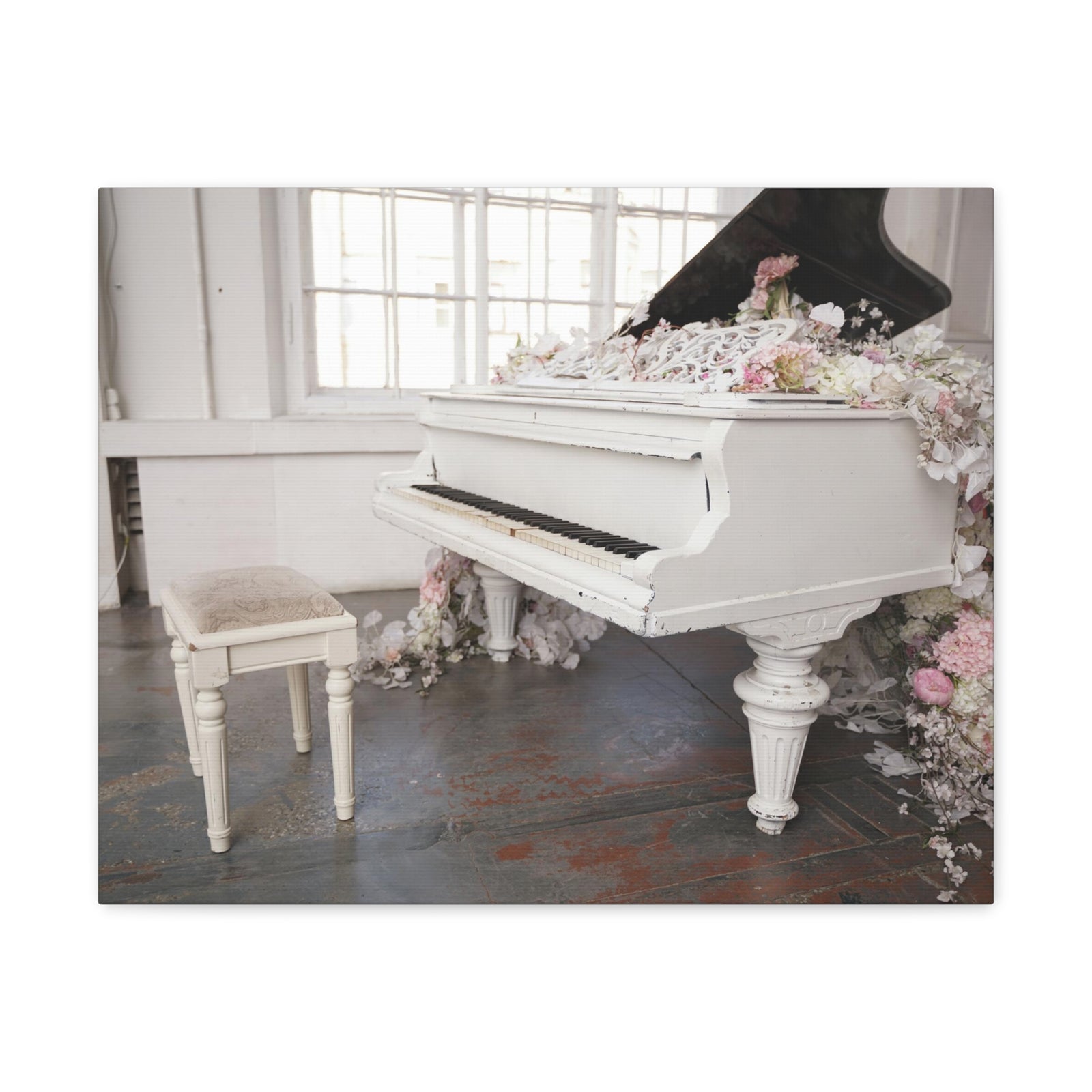 Piano with Flowers Music Lover's Delight Piano Keyboard Canvas Wall Art for Home Decor Ready-to-Hang-Express Your Love Gifts