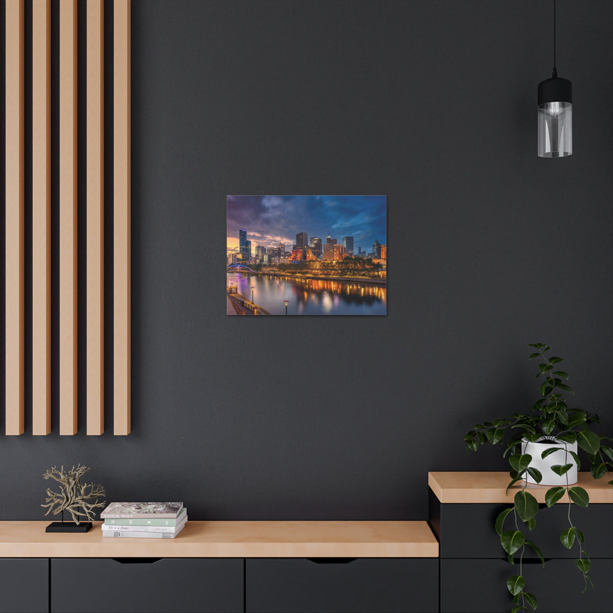Melbourne Night Skyline Canvas Artwork High-Quality Breathtaking Stunning Cityscape for Home Decor Ready to Hang-Express Your Love Gifts