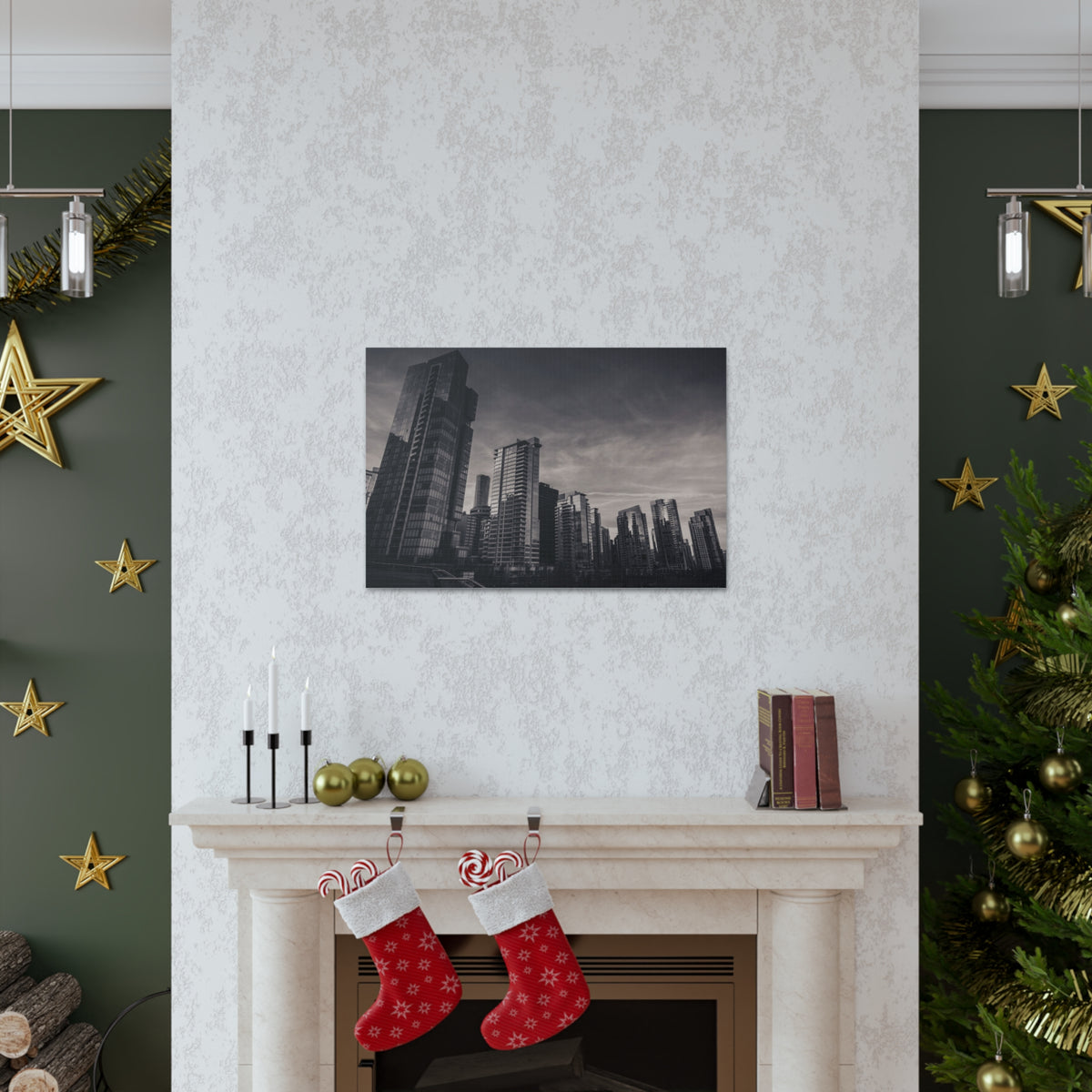 Vancouver Black And White Skyline Canvas Artwork High-Quality Breathtaking Stunning Cityscape for Home Decor Ready to Hang-Express Your Love Gifts