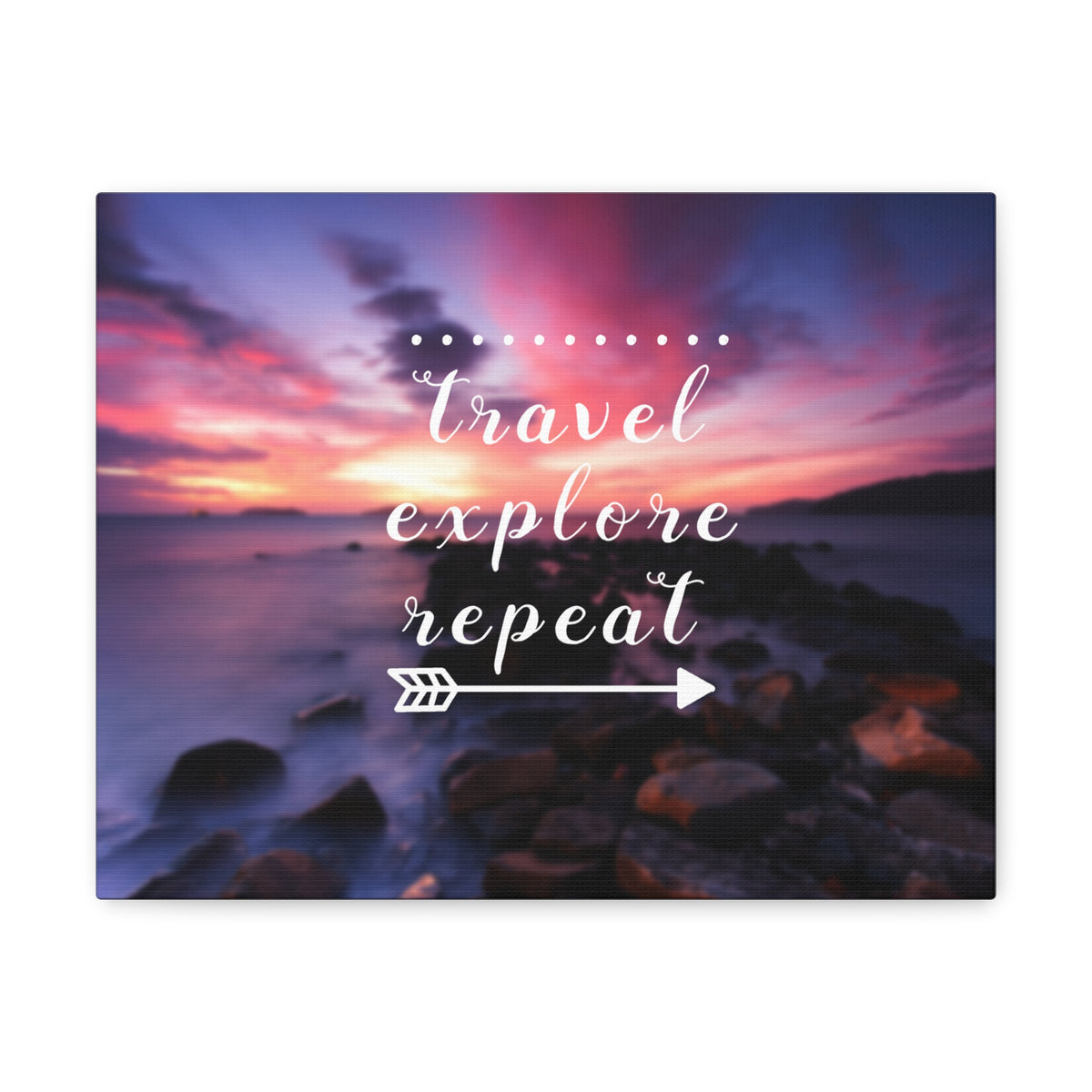Inspirational Quote Canvas Travel Explore Repeat Motivational Print Ready to Hang Artwork-Express Your Love Gifts